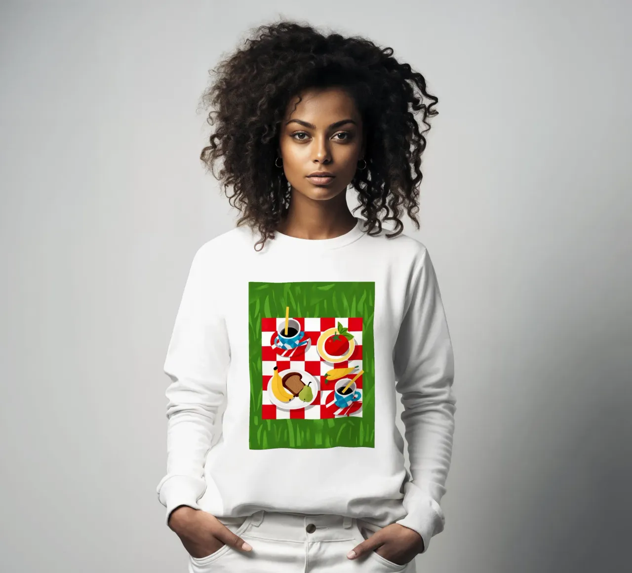 Picnic a scacchi Flatlay felpa da Muse Artworks