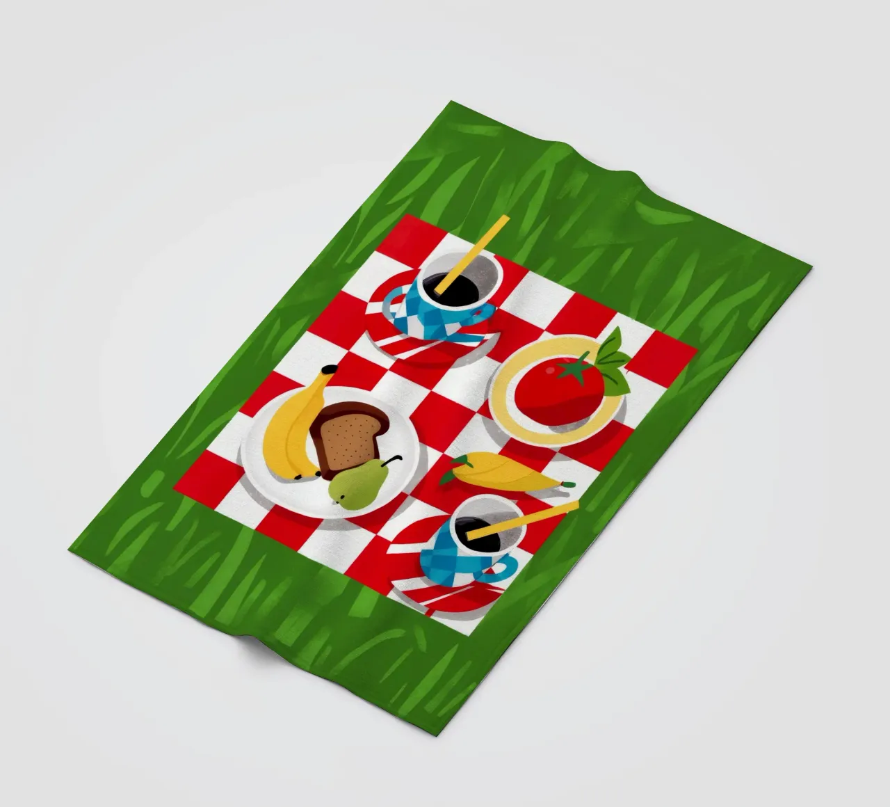 Picnic a scacchi Flatlay coperta in pile da Muse Artworks