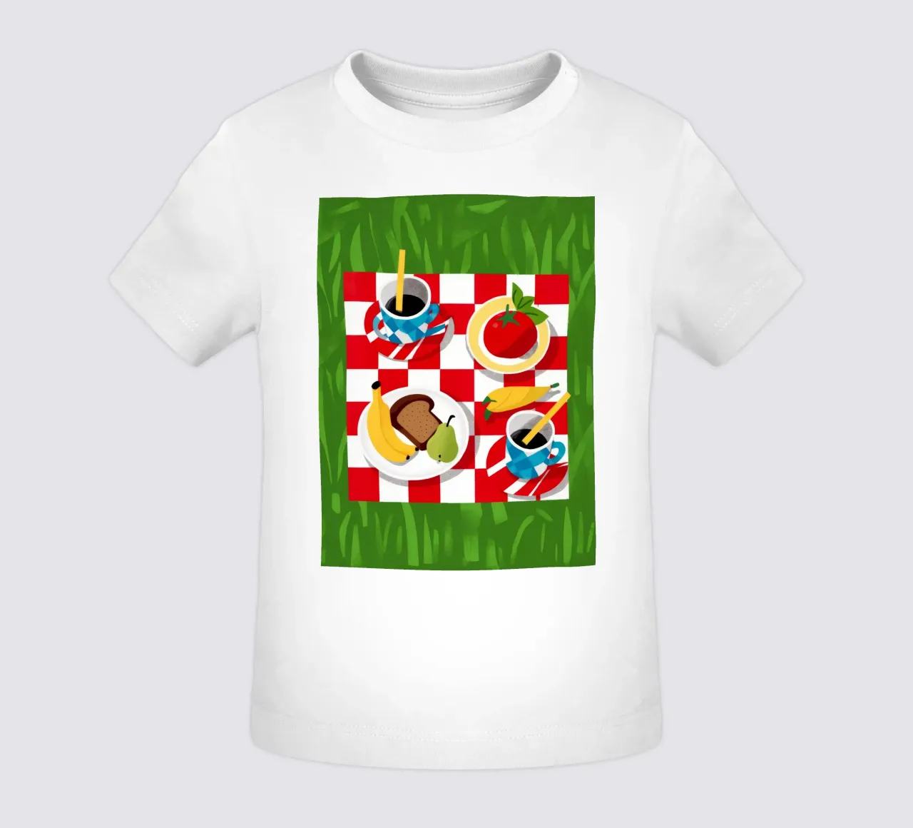 Picnic a scacchi Flatlay maglietta neonato da Muse Artworks