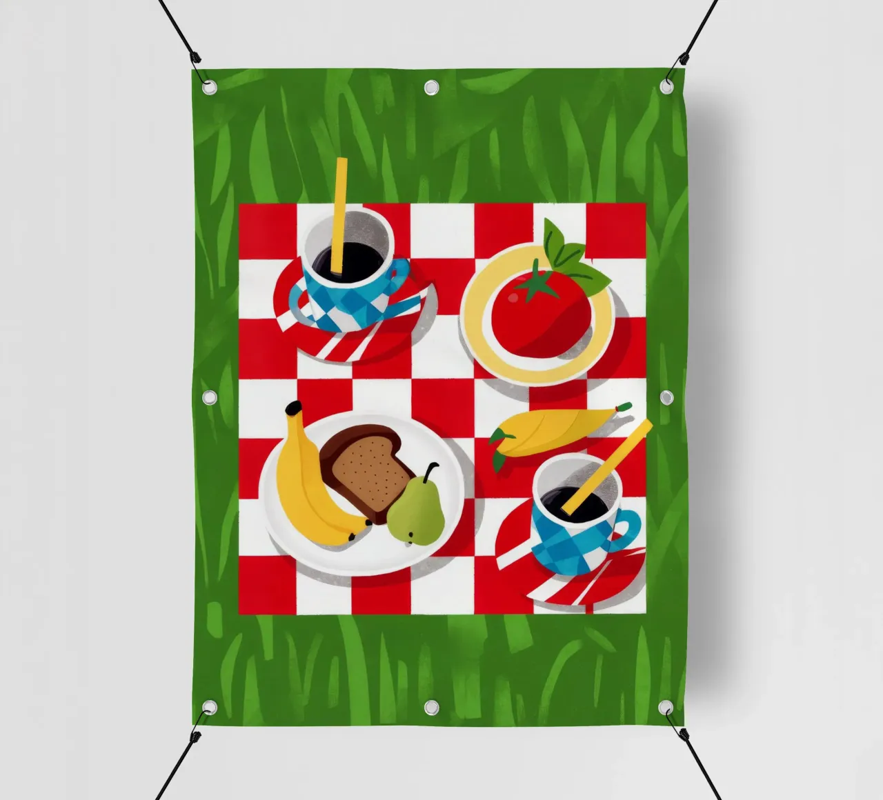 Picnic a scacchi Flatlay telo in pvc da Muse Artworks