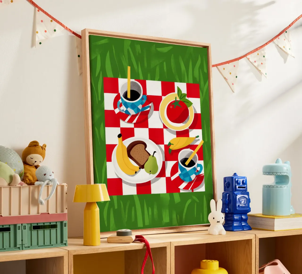 Geruite picknick plattegrond canvas met Baklijst van Muse Artworks