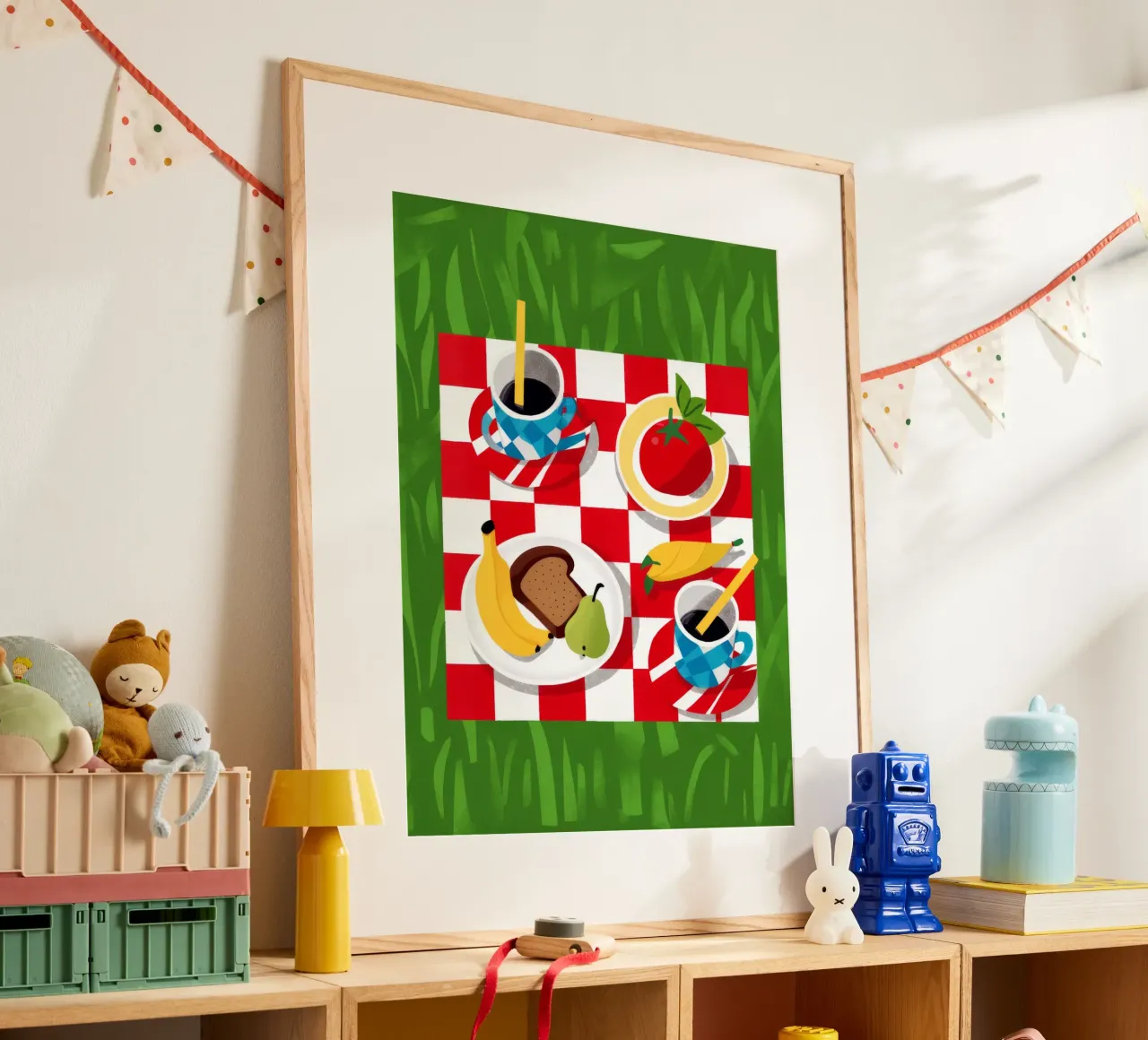 Picnic a scacchi Flatlay carta hahnemühle da Muse Artworks