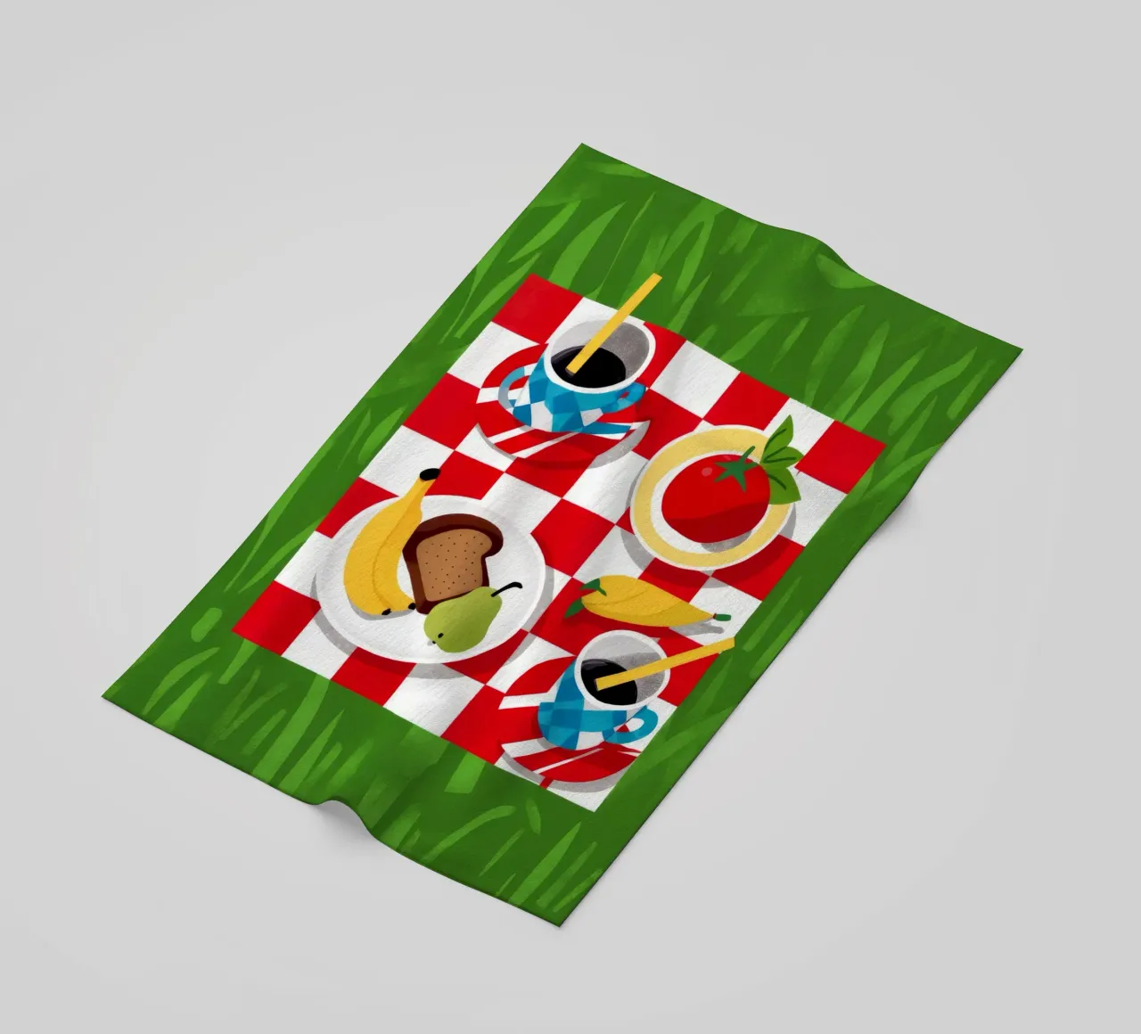 Picnic a scacchi Flatlay telo mare da Muse Artworks