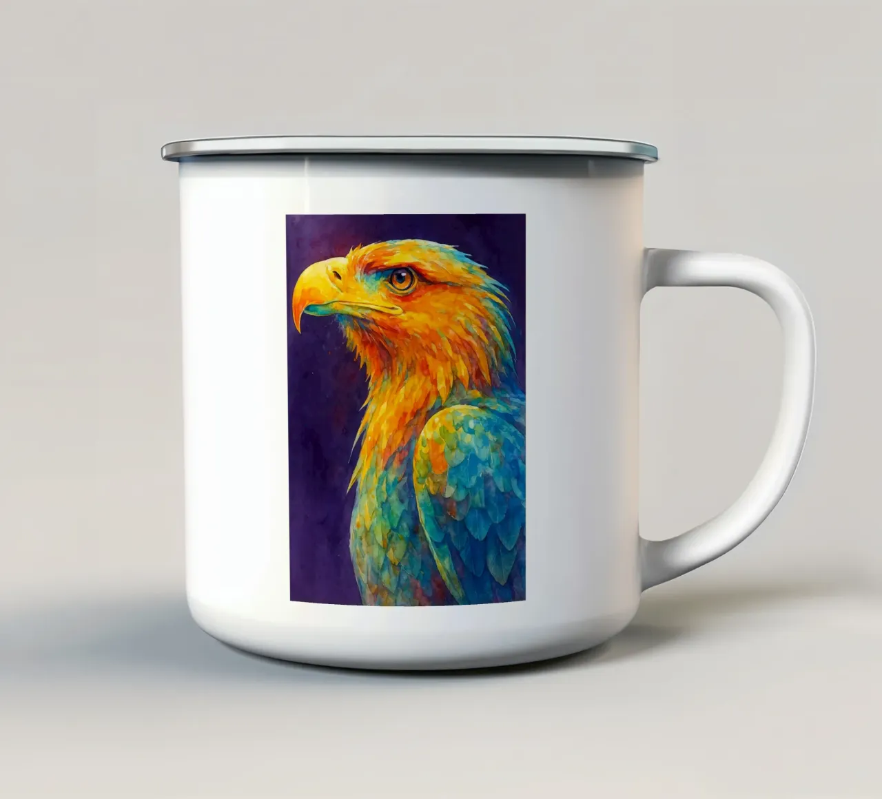 aquila pittura colorata tazza in smalto da toegoe