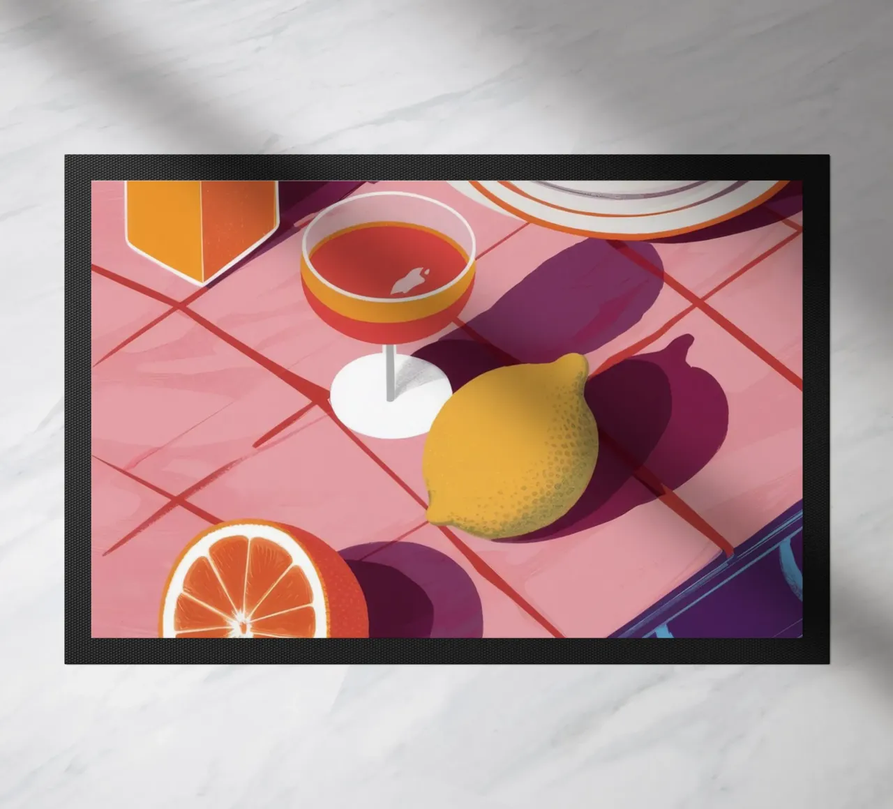 Citrus Juice Morning doormat by Muse Artworks