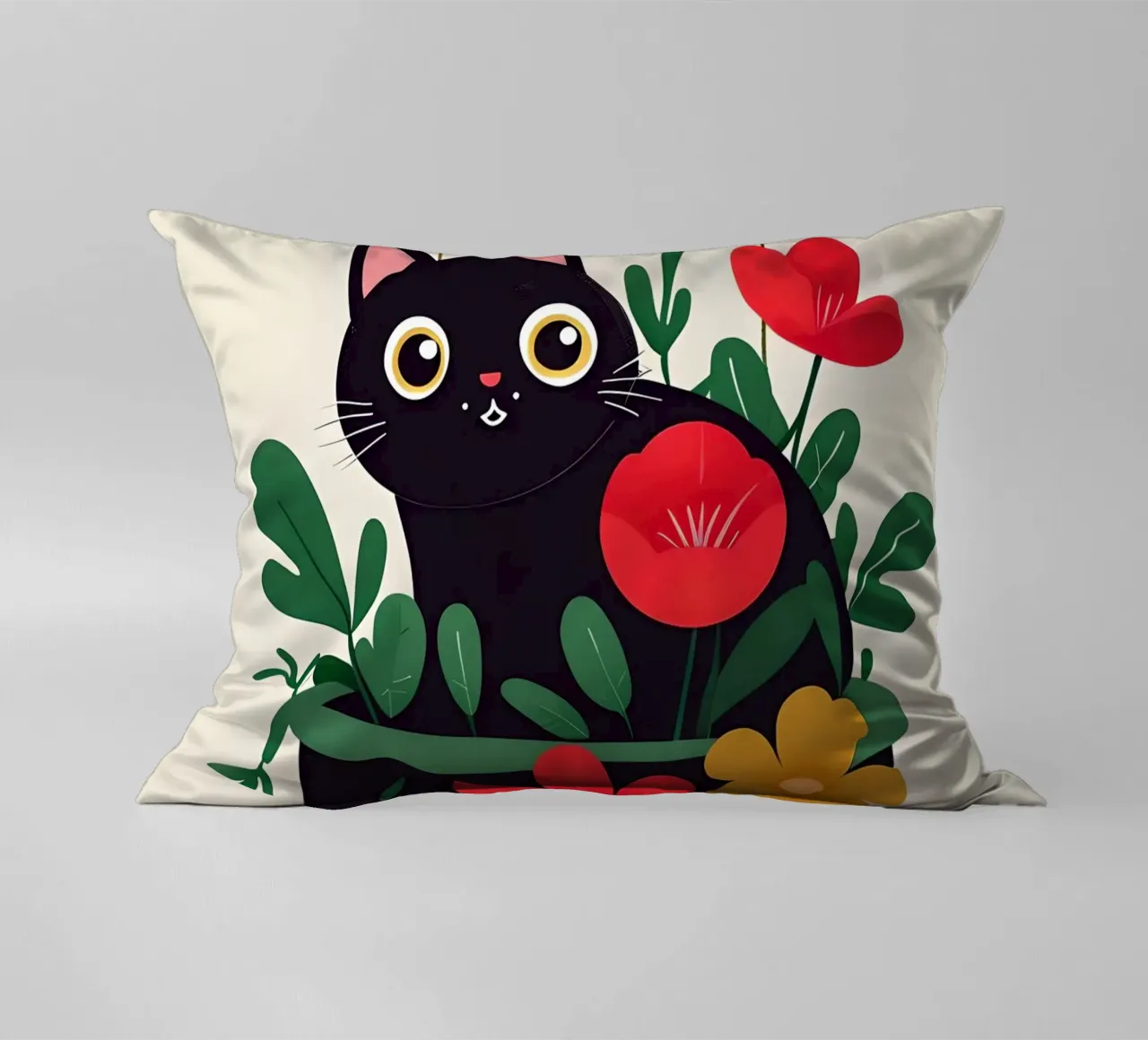 Gatto nero in vaso di fiori cuscino da 🥝 KIWI STORE