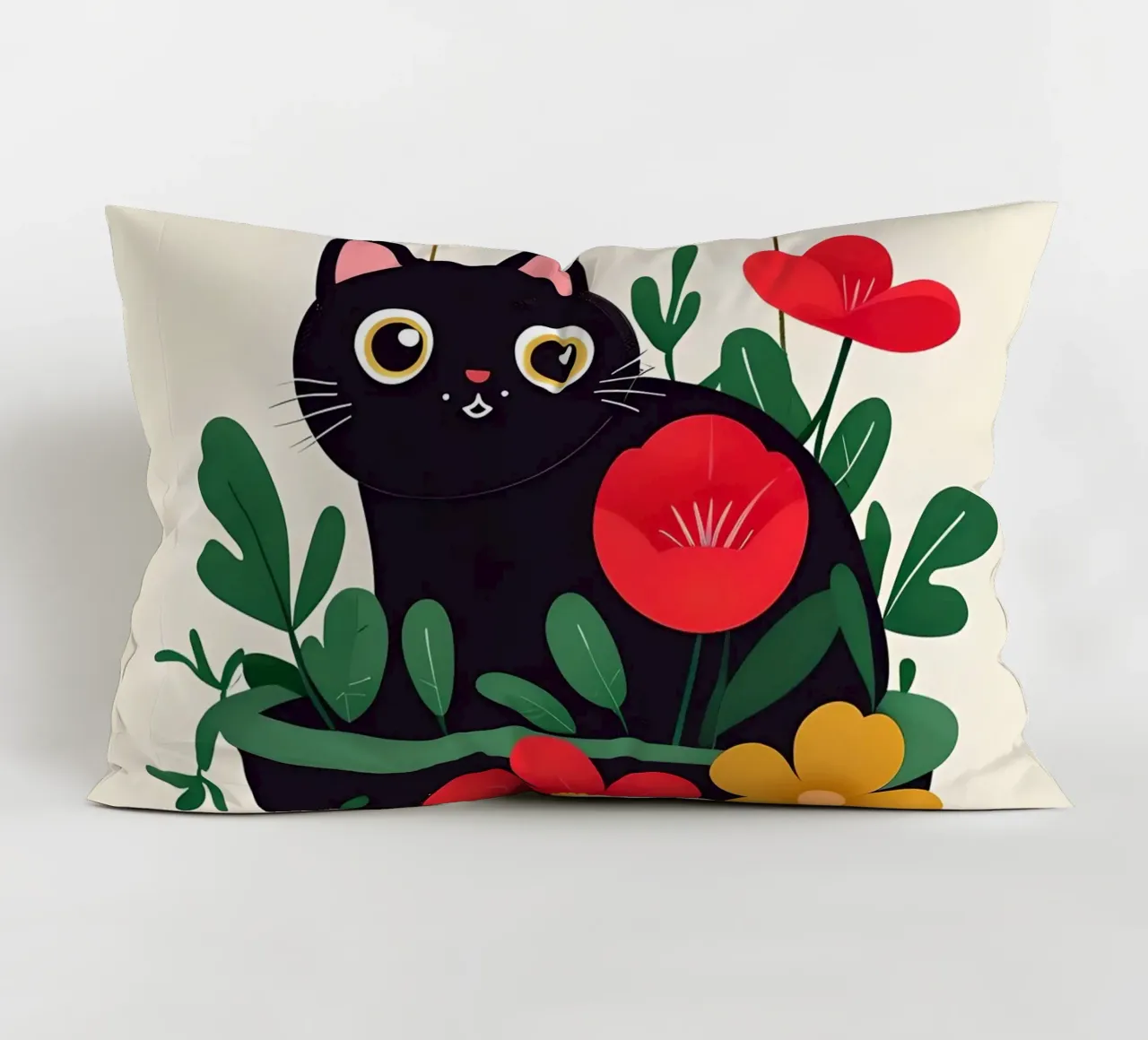 Gatto nero in vaso di fiori cuscino da 🥝 KIWI STORE