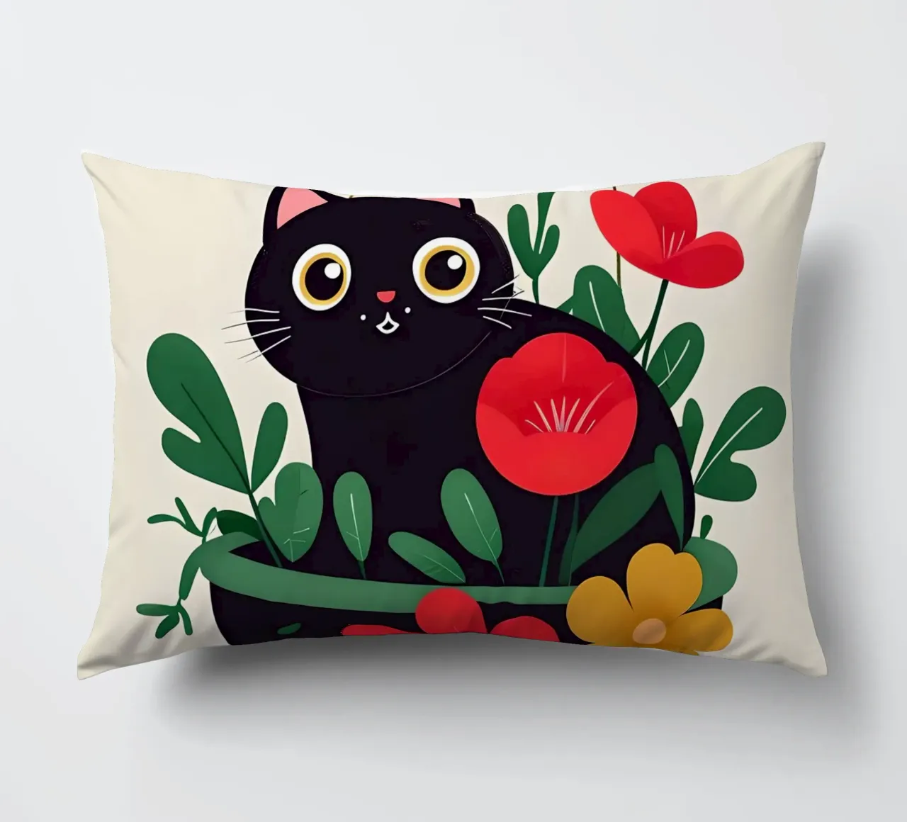 Gatto nero in vaso di fiori cuscino da 🥝 KIWI STORE