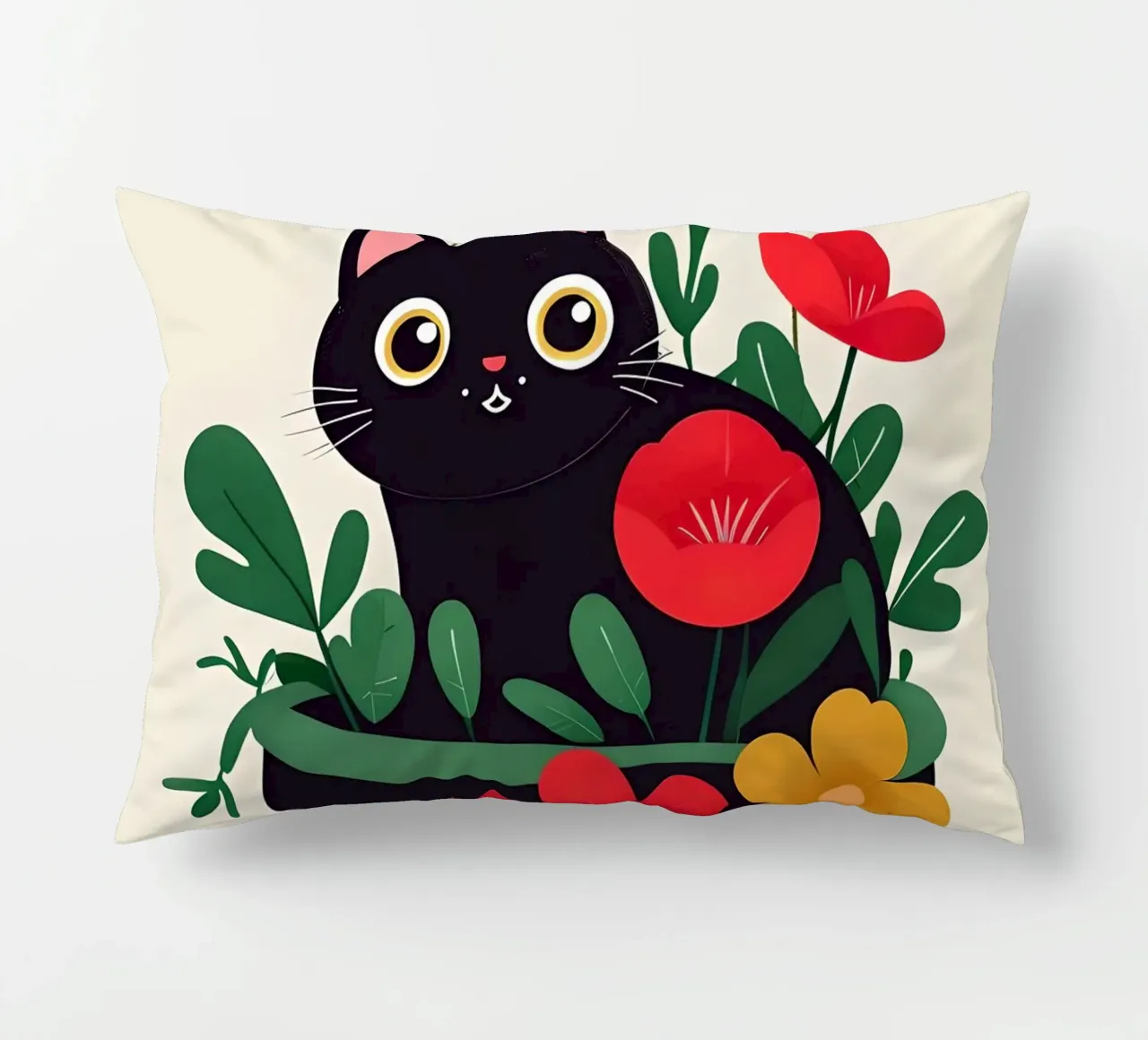 Gatto nero in vaso di fiori cuscino da 🥝 KIWI STORE