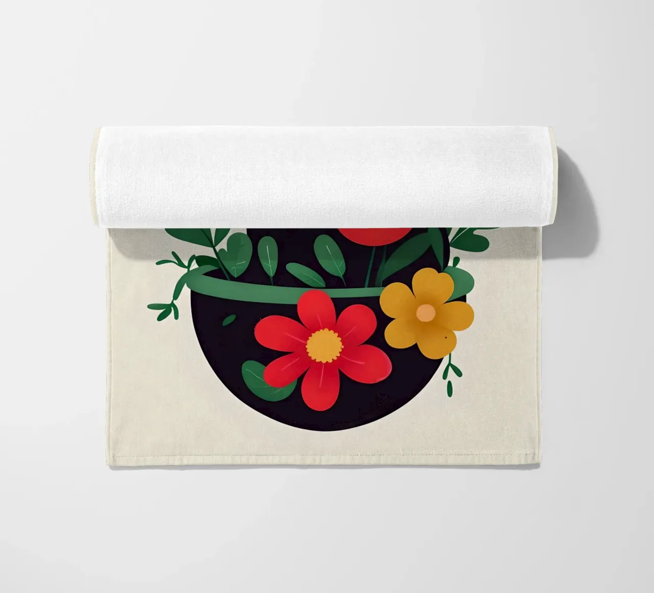 Gatto nero in vaso di fiori telo mare da 🥝 KIWI STORE