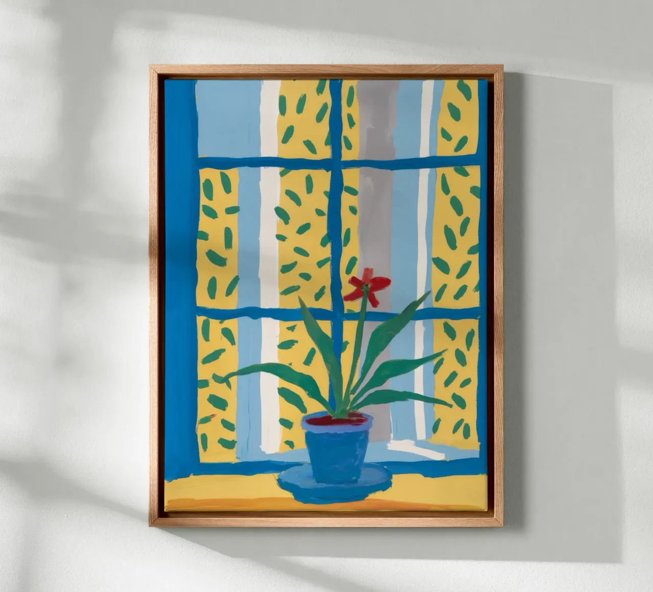 Blaue Fensterorchidee Leinwand mit Schattenfugenrahmen von FadeAura