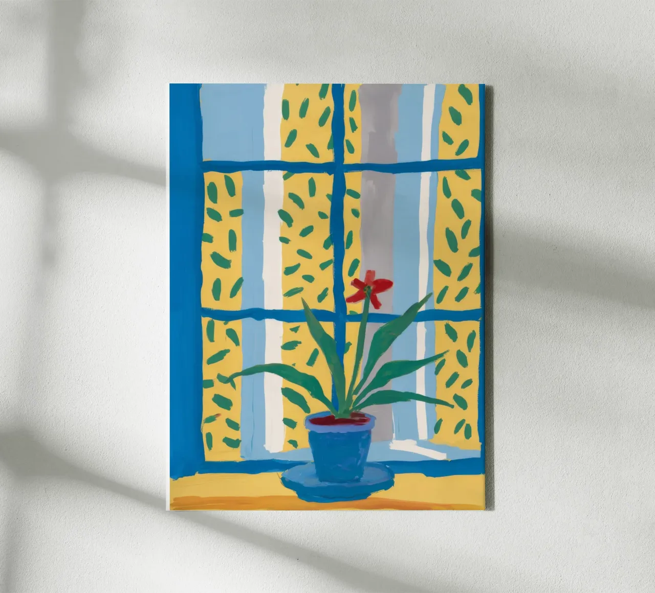 Blaue Fensterorchidee Leinwand mit Schattenfugenrahmen von FadeAura