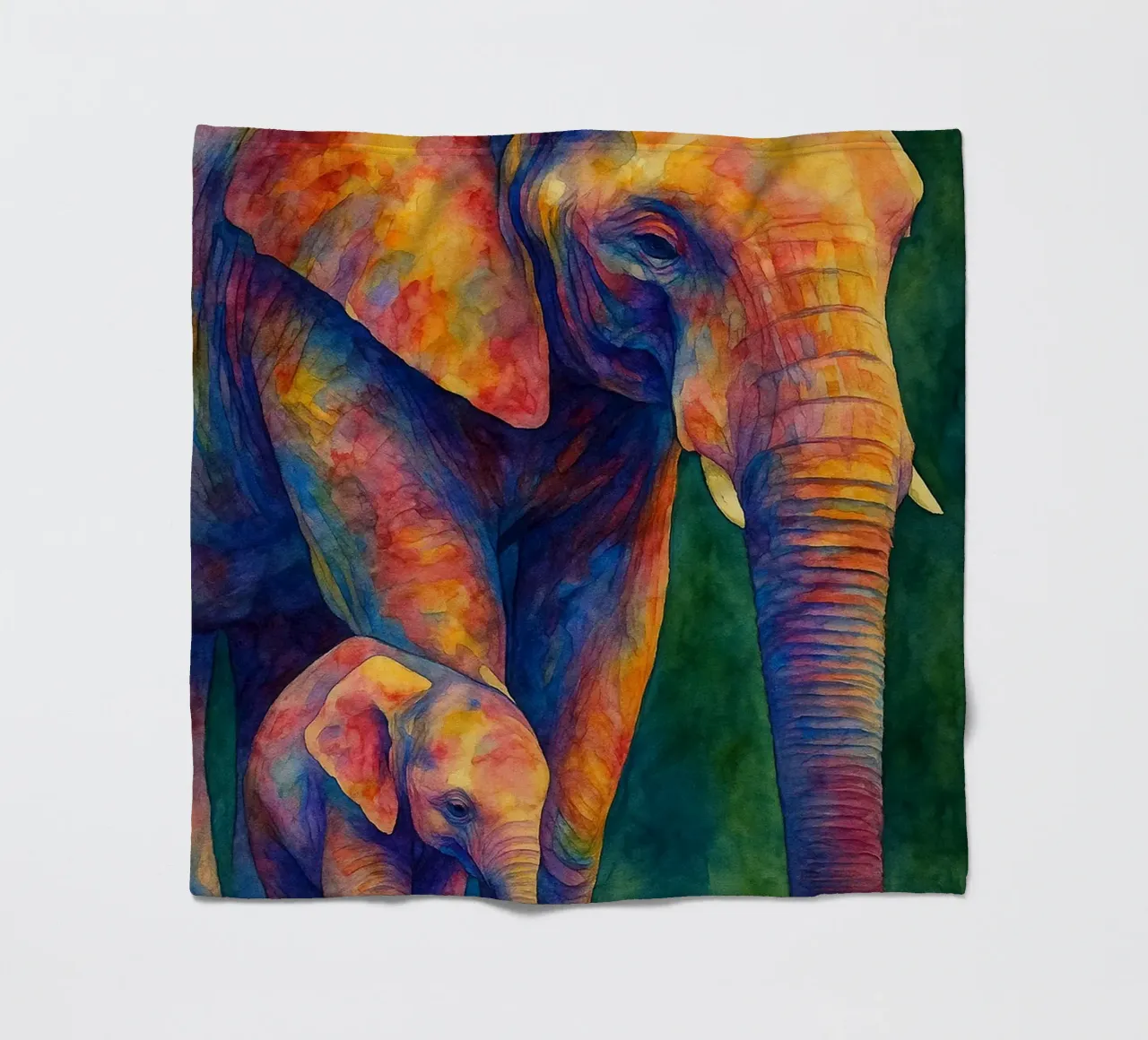 elefante e il suo cubo pittura colorata coperta in pile da toegoe