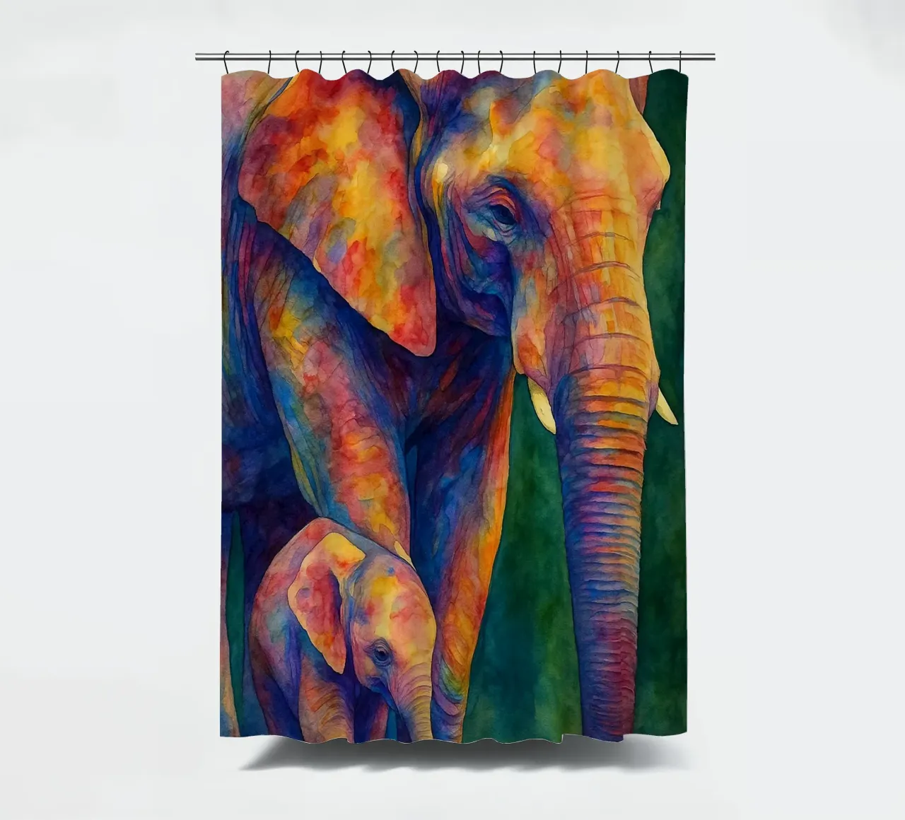 olifant en haar kubus kleurrijk schilderij douchegordijn van toegoe