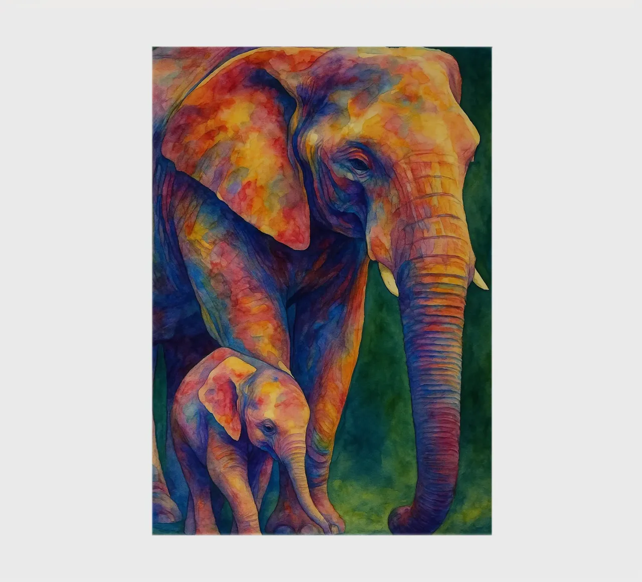 elephant and her cube colorfull painting notebook by toegoe