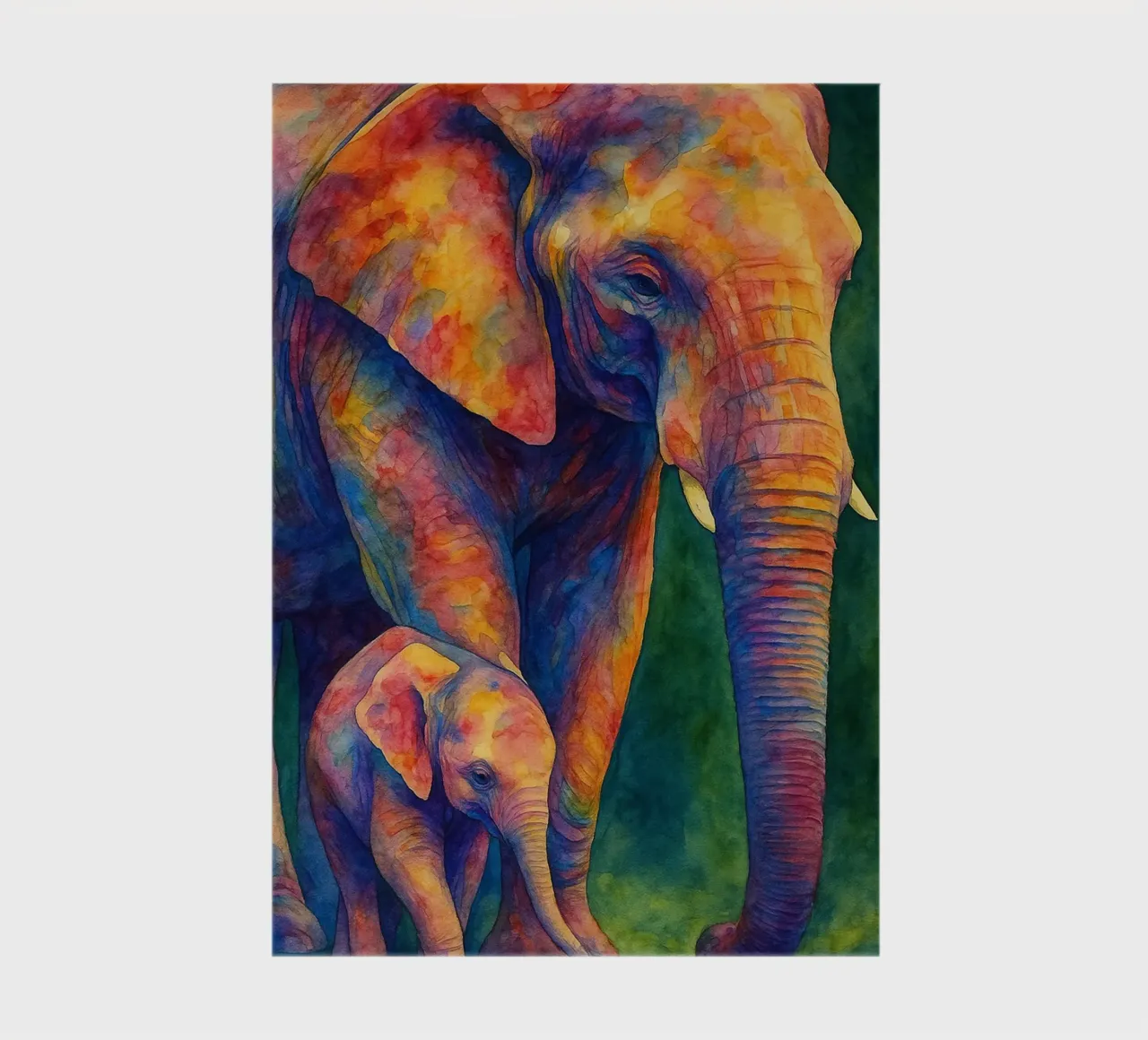 elephant and her cube colorfull painting notebook by toegoe