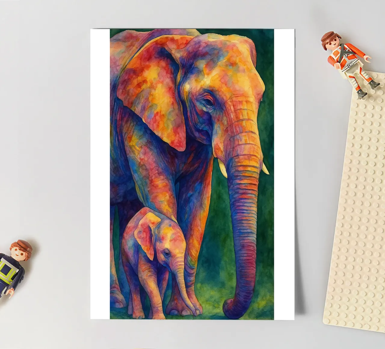 elephant and her cube colorfull painting sticker sheet by toegoe