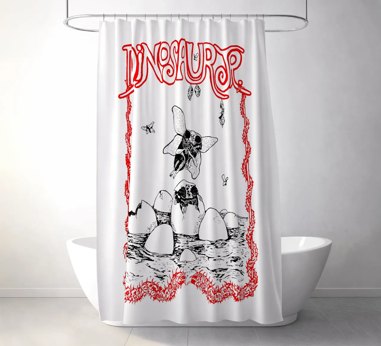 Dinosaur jr - Rock Band shower curtain by Deepness
