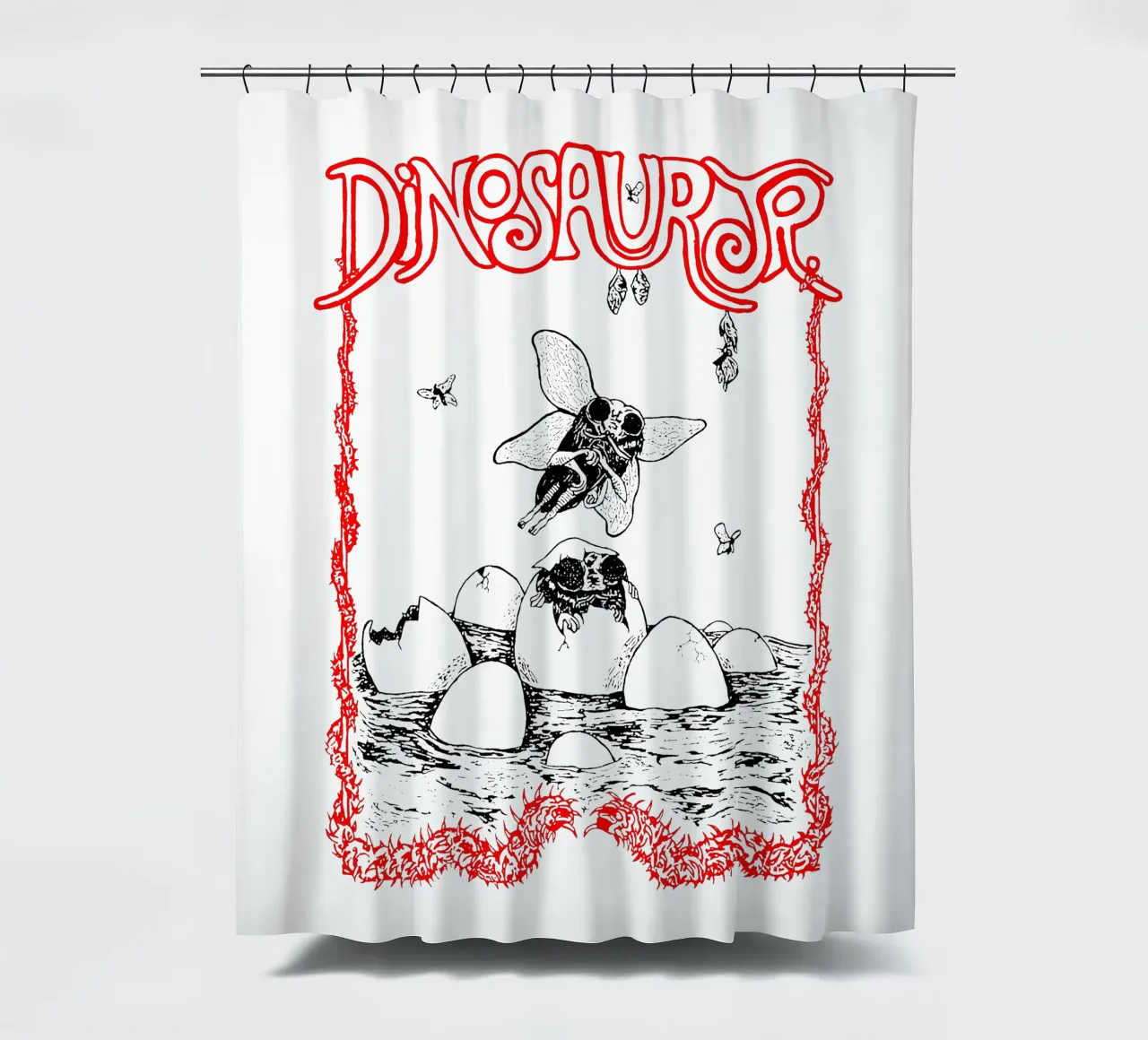 Dinosaur jr - Rock Band shower curtain by Deepness