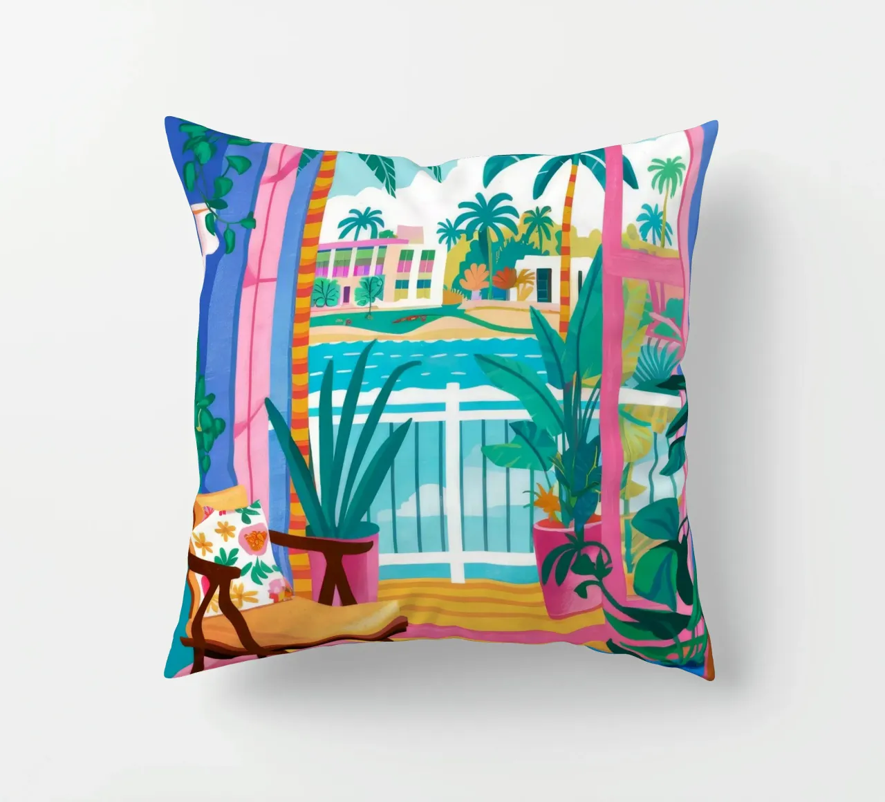 Maximalist Window View decorative cushion by FadeAura