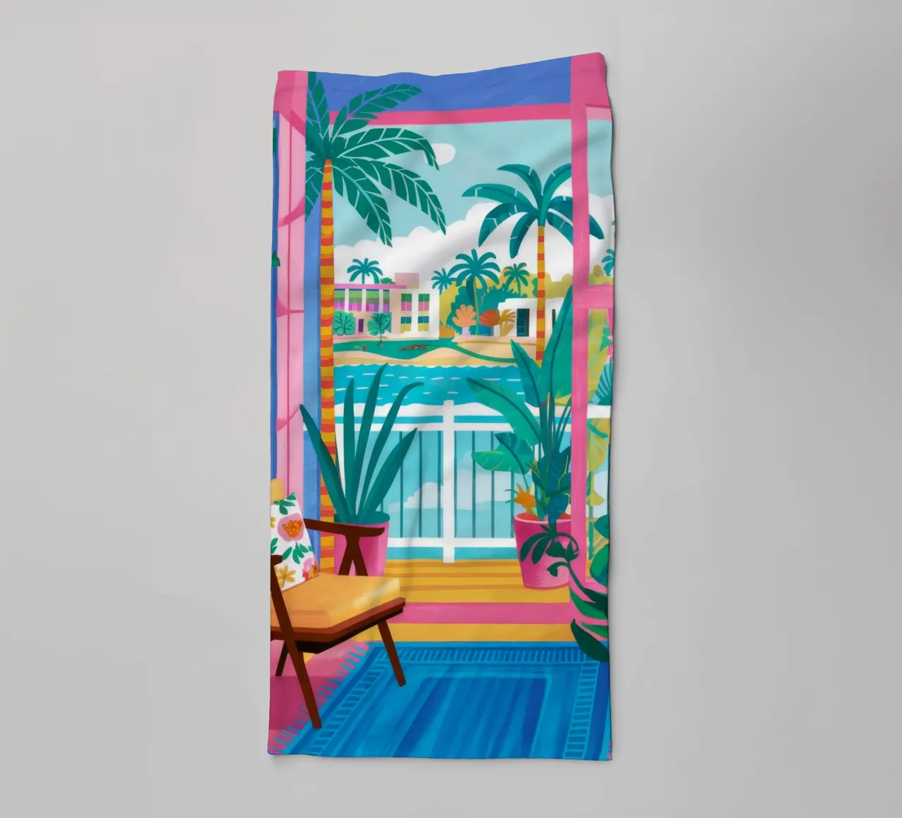 Maximalist Window View towel by FadeAura