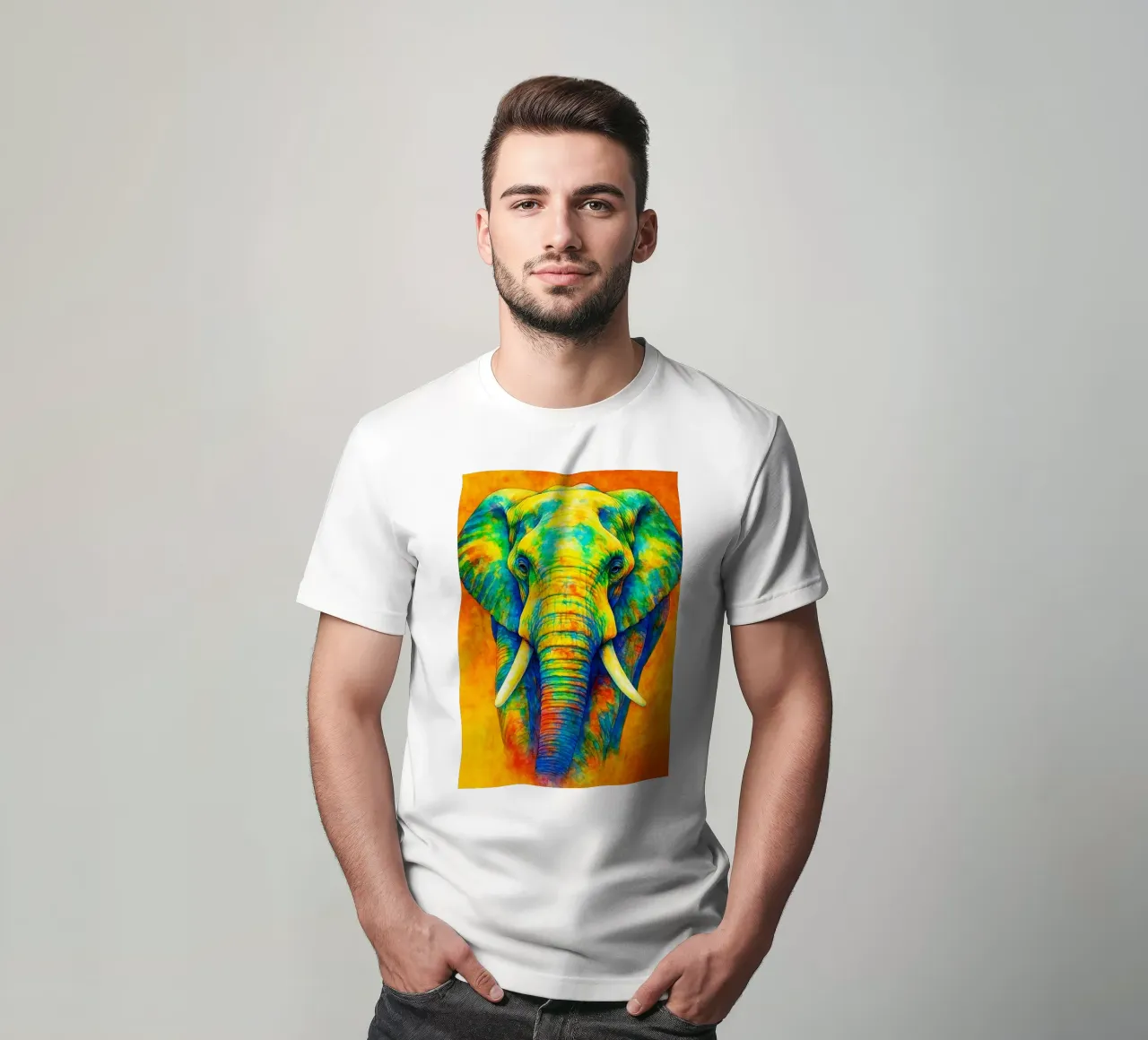 elefante pittura colorata t-shirt da toegoe