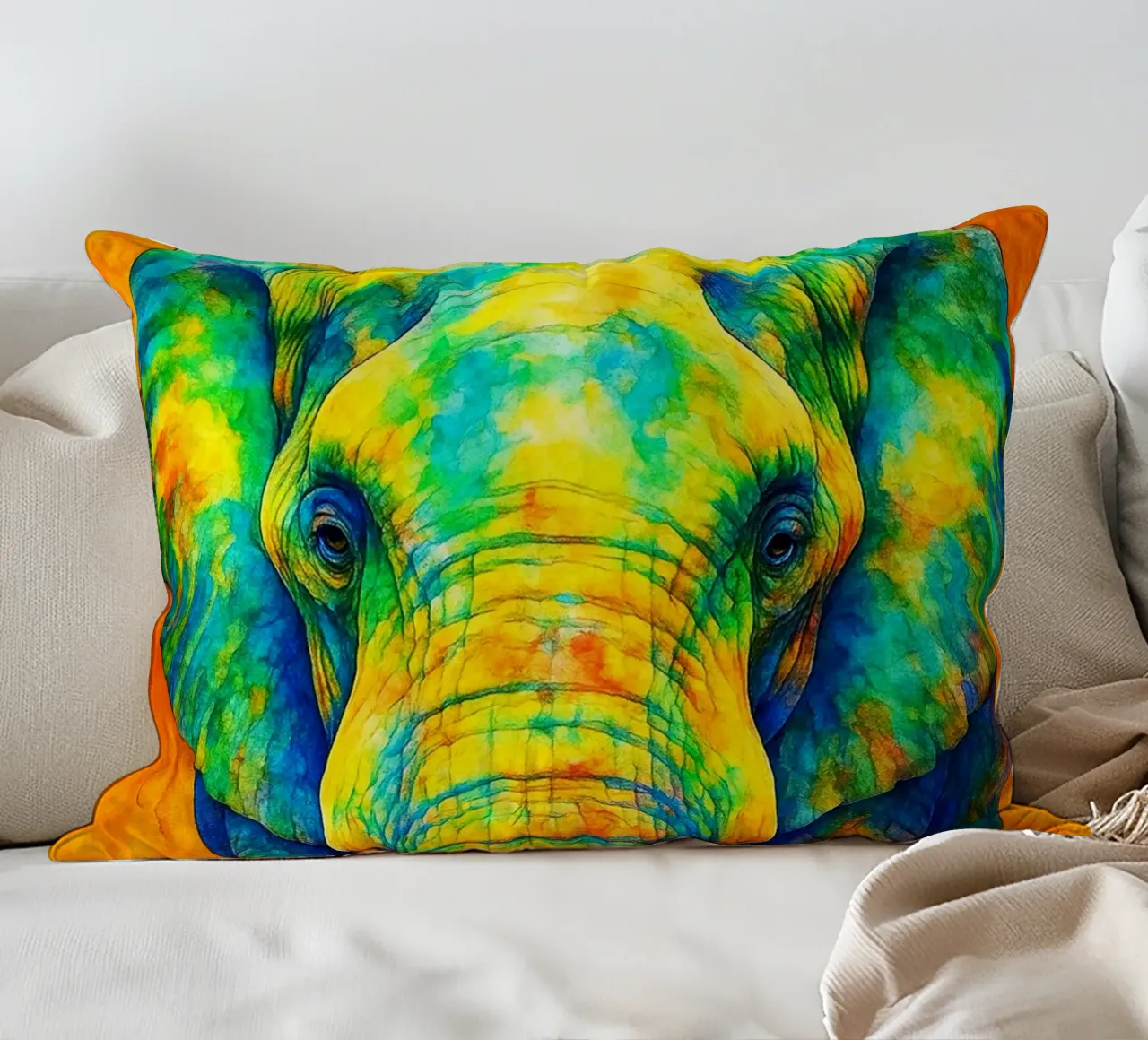 elefante pittura colorata cuscino da toegoe