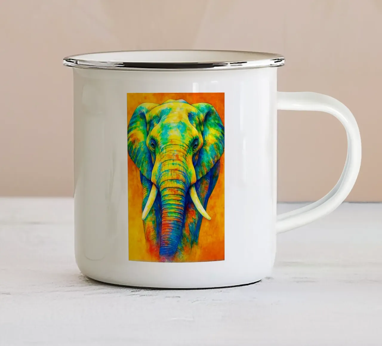 elefante pittura colorata tazza in smalto da toegoe