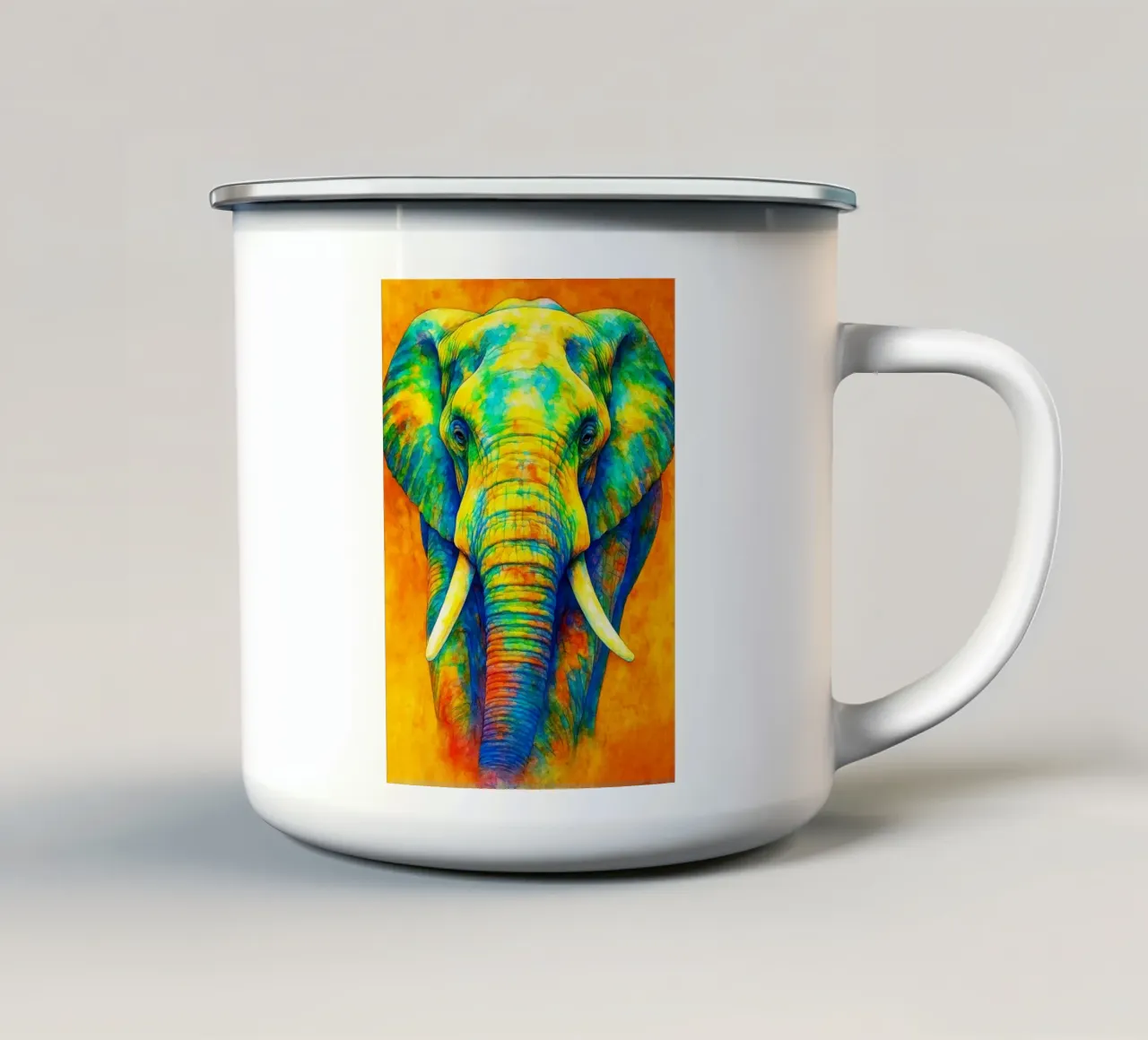 elefante pittura colorata tazza in smalto da toegoe