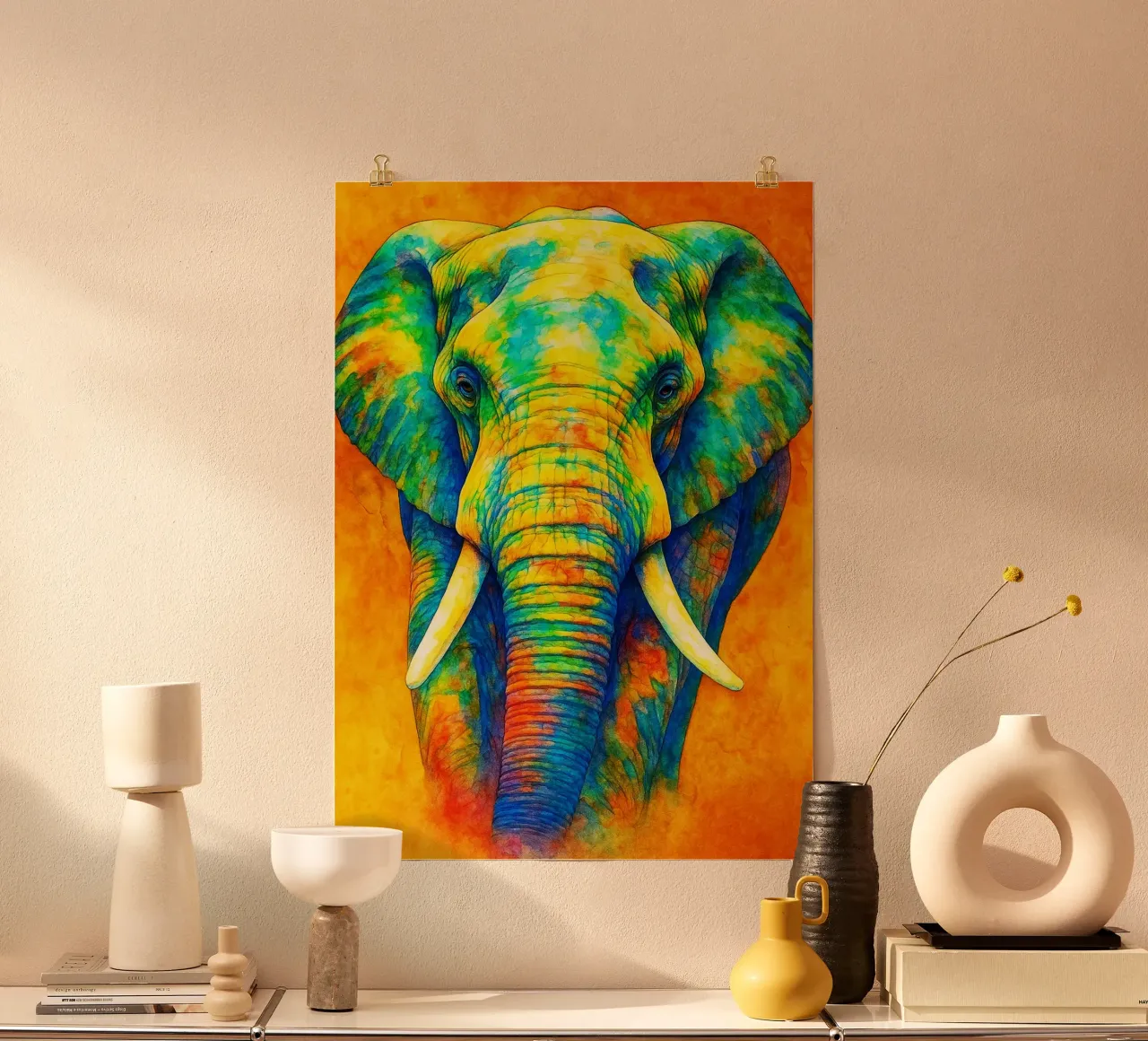 elefante pittura colorata poster da toegoe