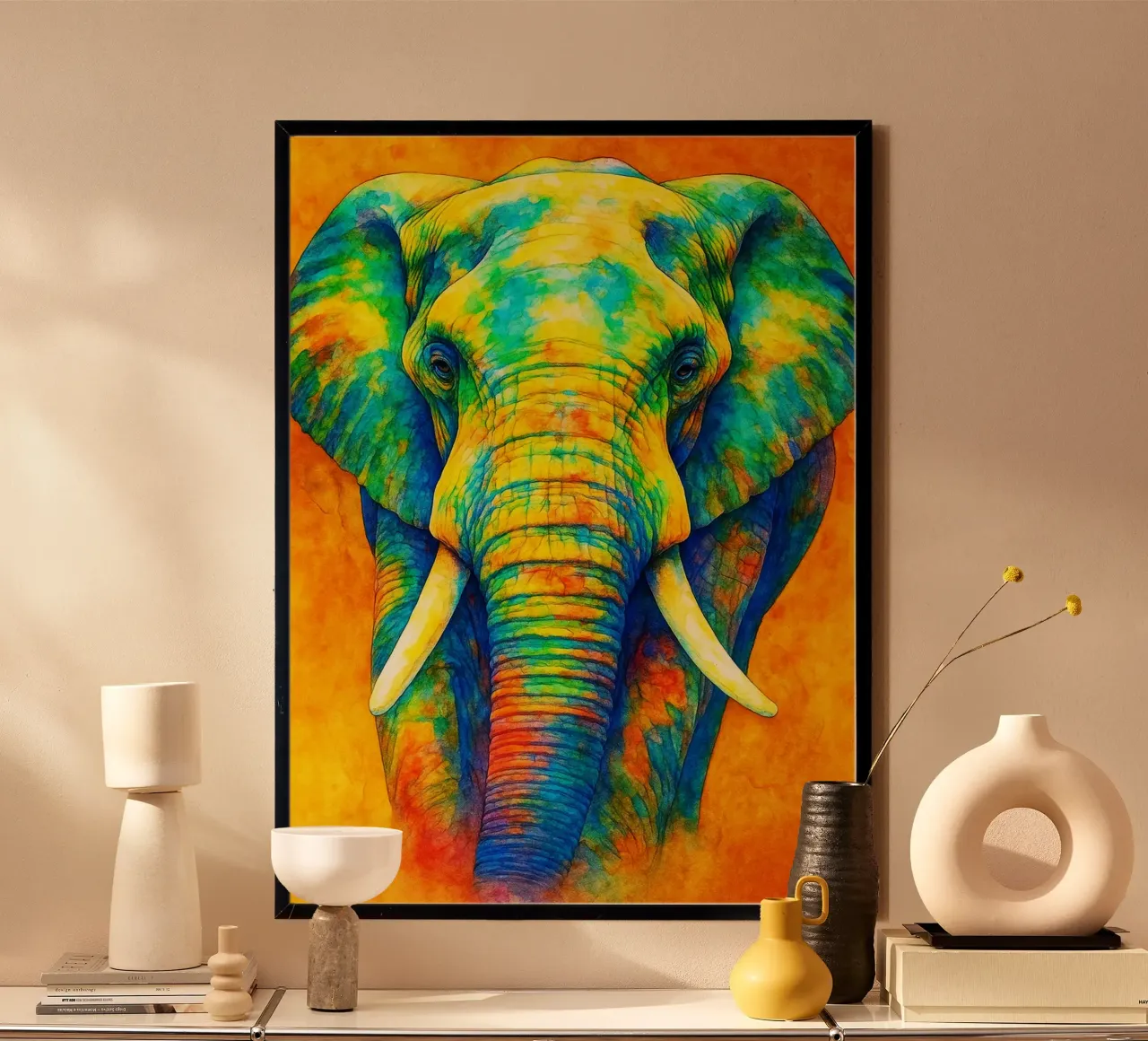 elefante pittura colorata poster da toegoe