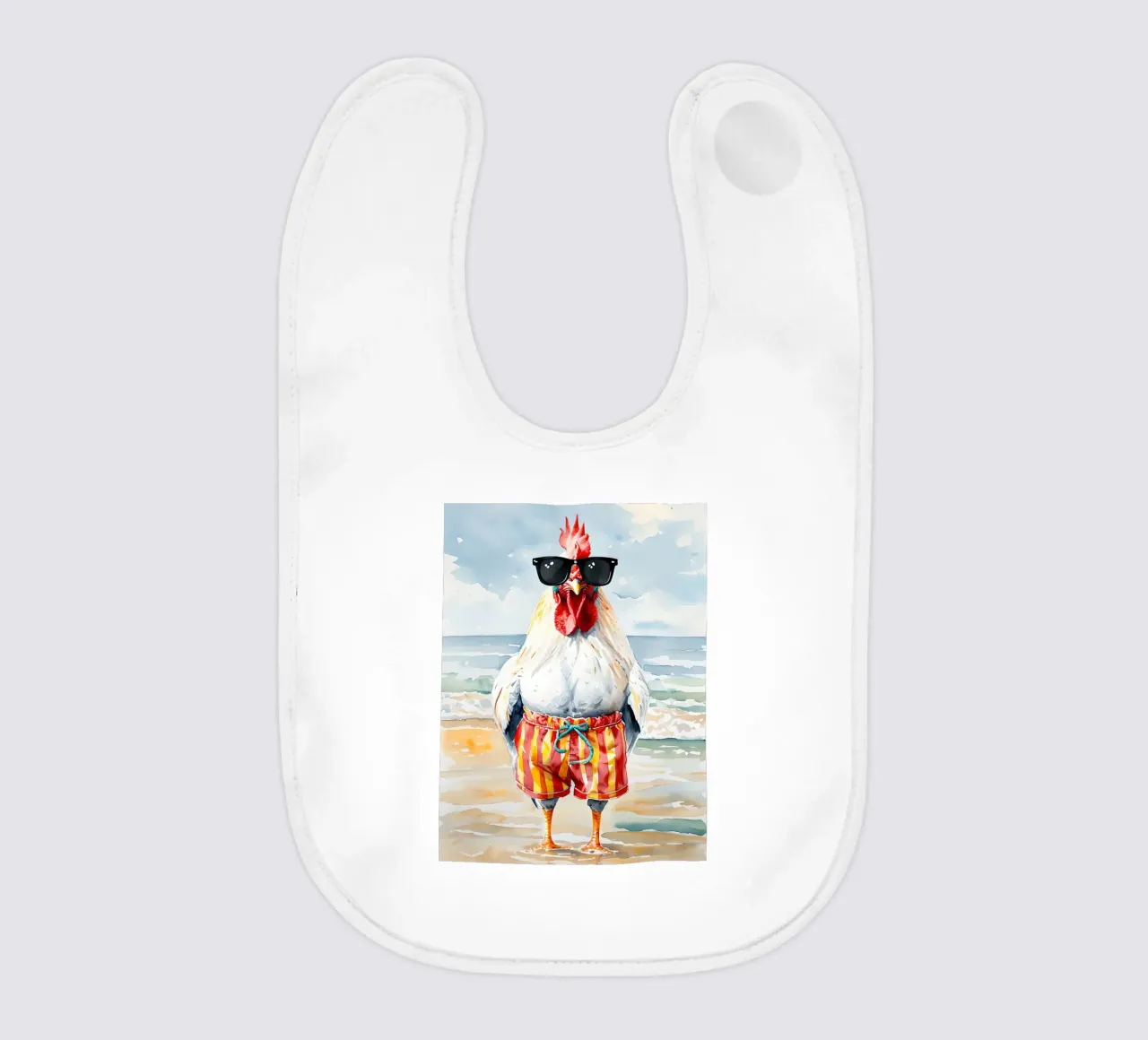 Gallo sulla spiaggia con occhiali da sole bavaglino da 🥝 KIWI STORE