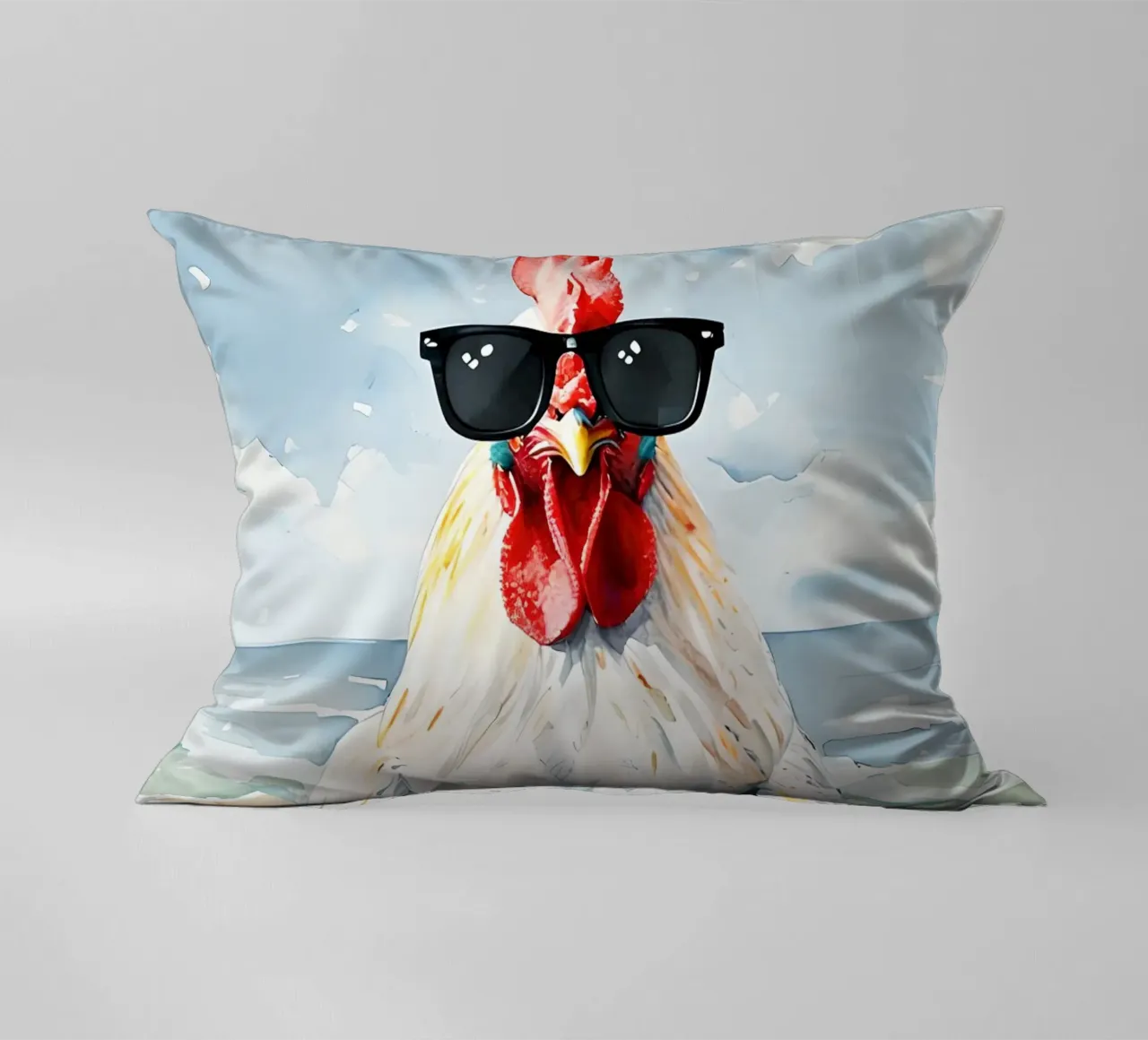 Gallo sulla spiaggia con occhiali da sole cuscino da 🥝 KIWI STORE