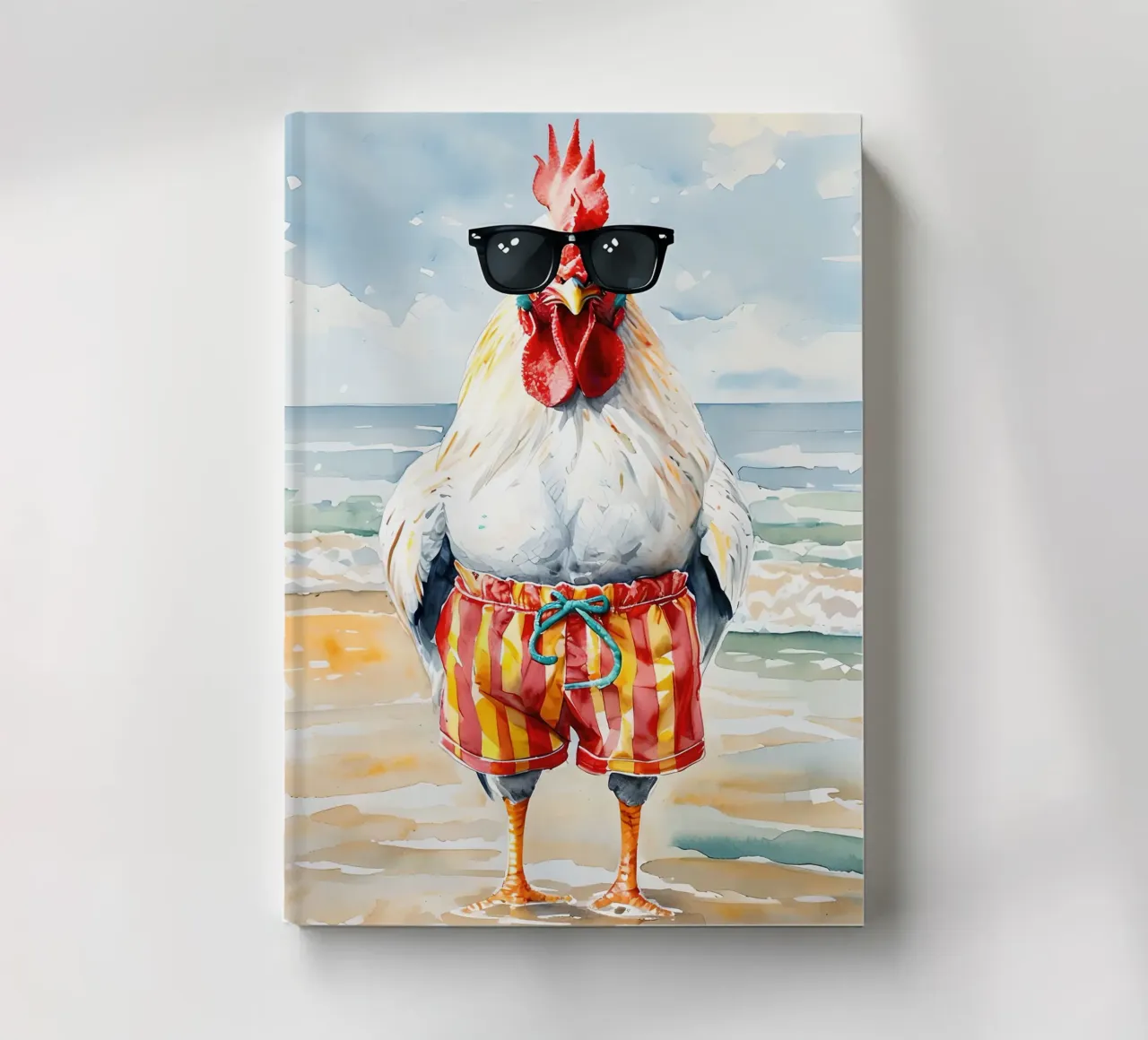 Rooster on the beach with sunglasses notebook by 🥝 KIWI STORE