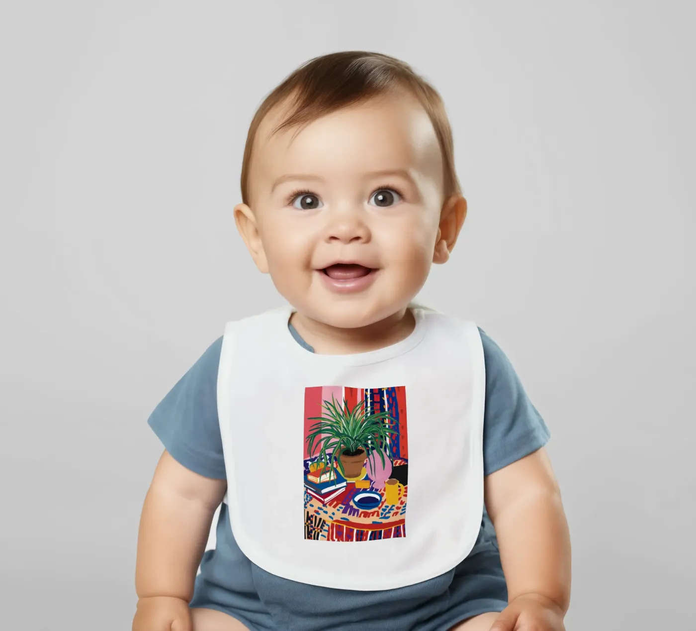 Patterned Table Stillness baby bib by FadeAura