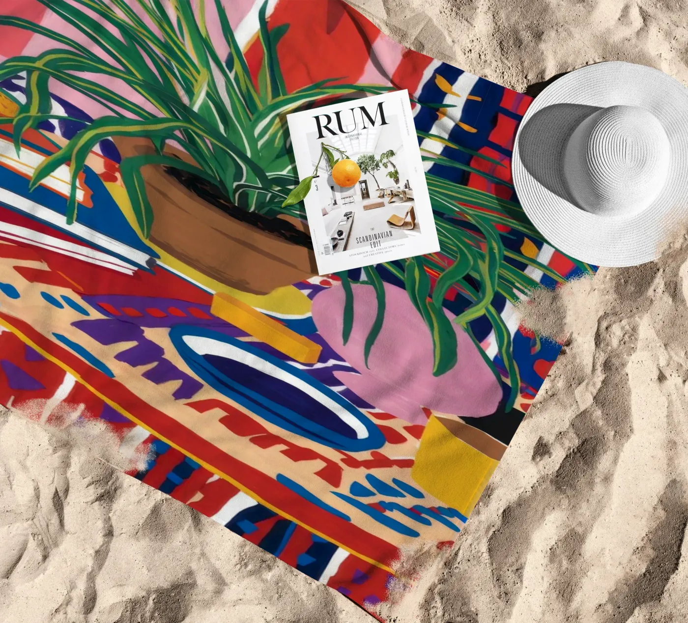 Patterned Table Stillness beach towel by FadeAura