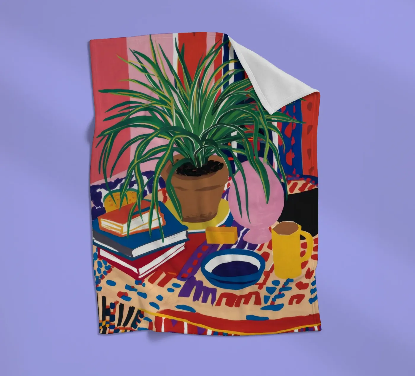 Patterned Table Stillness fleece blanket by FadeAura