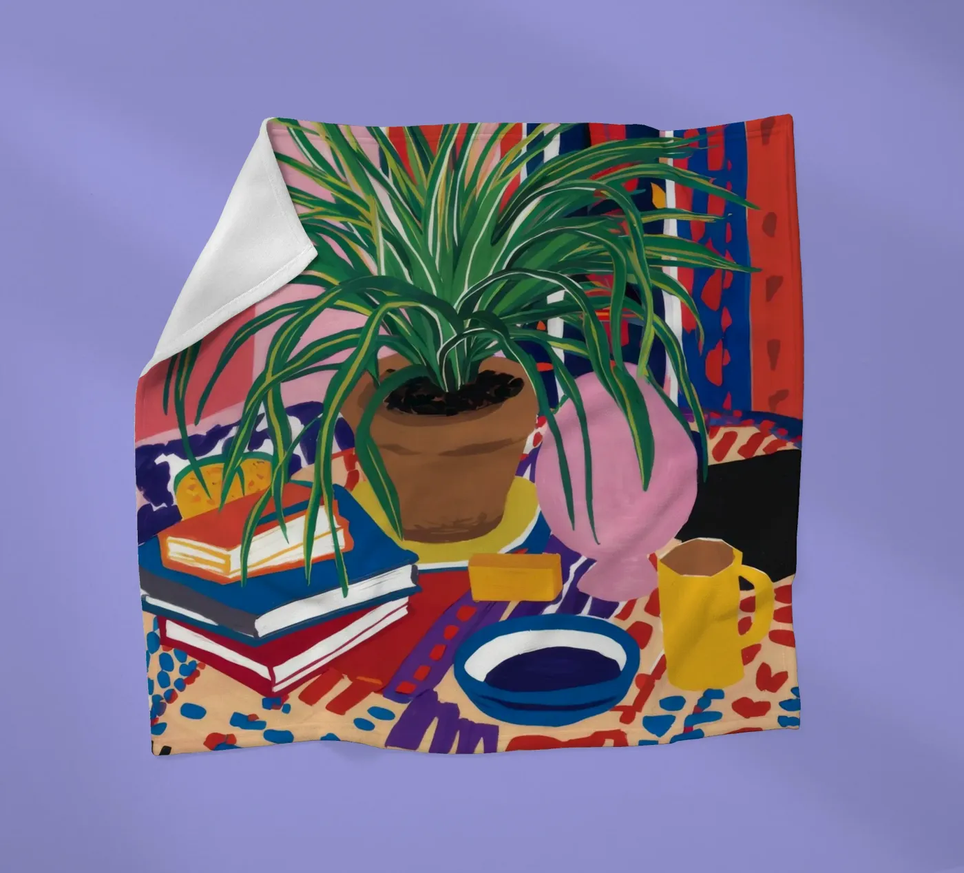 Patterned Table Stillness fleece blanket by FadeAura