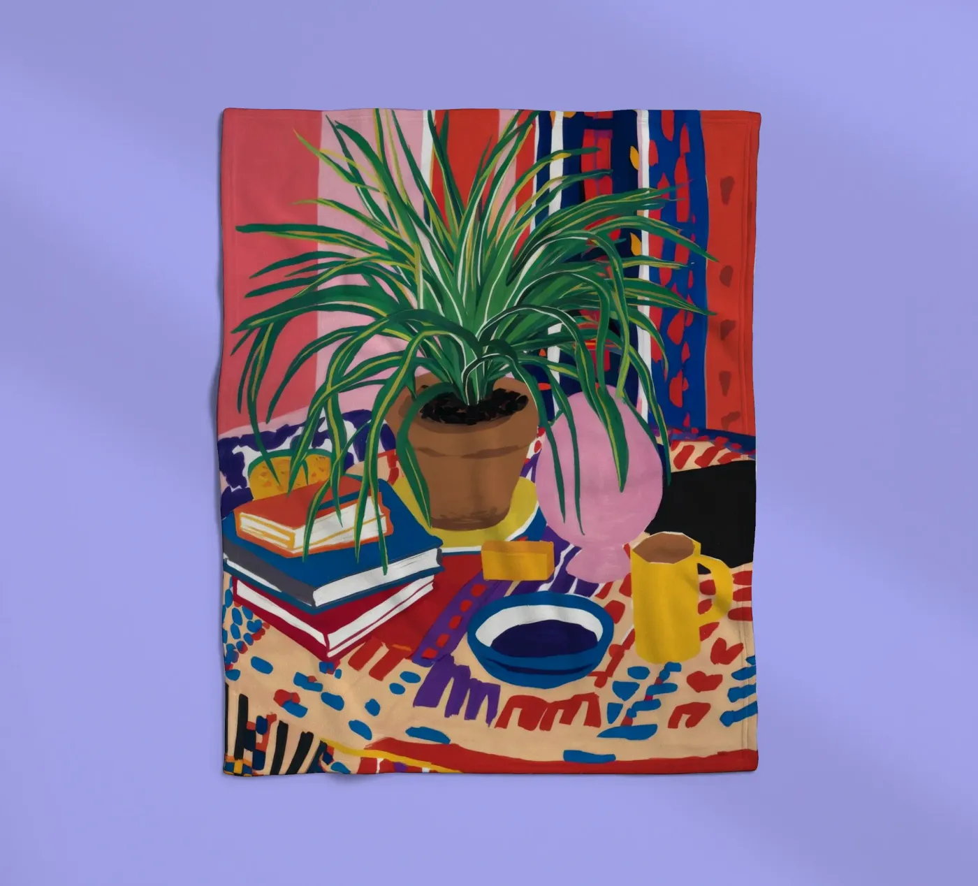 Patterned Table Stillness fleece blanket by FadeAura