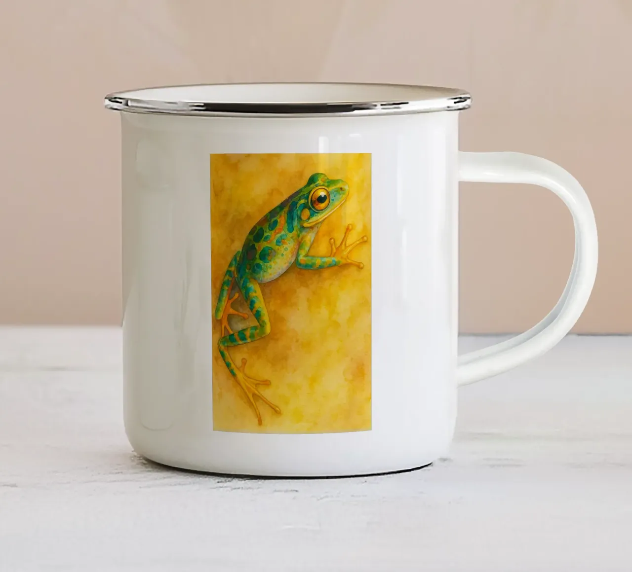 rana pittura colorata tazza in smalto da toegoe