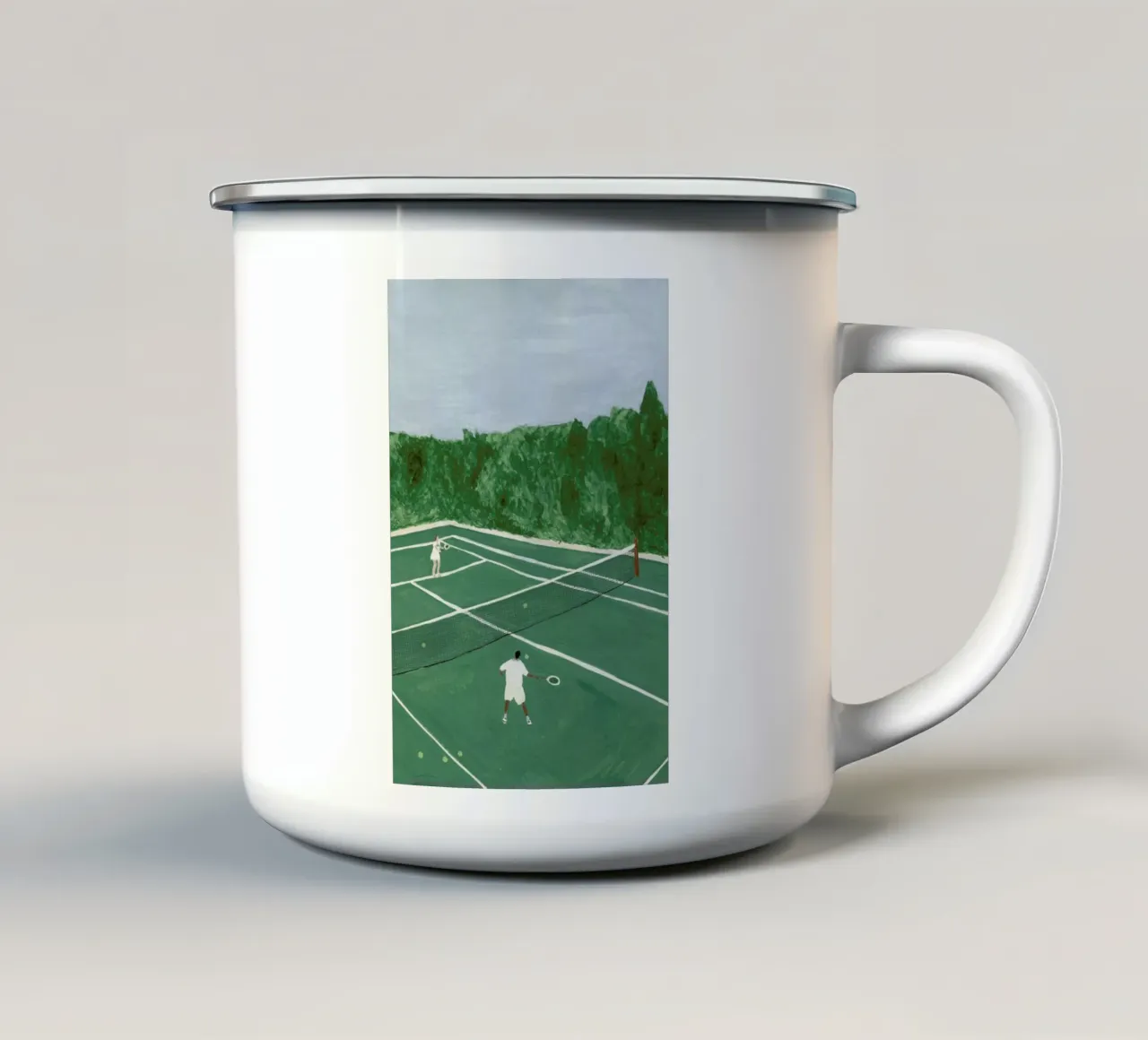 Tennis On Friday tazza in smalto da Isabelle Vandeplassche