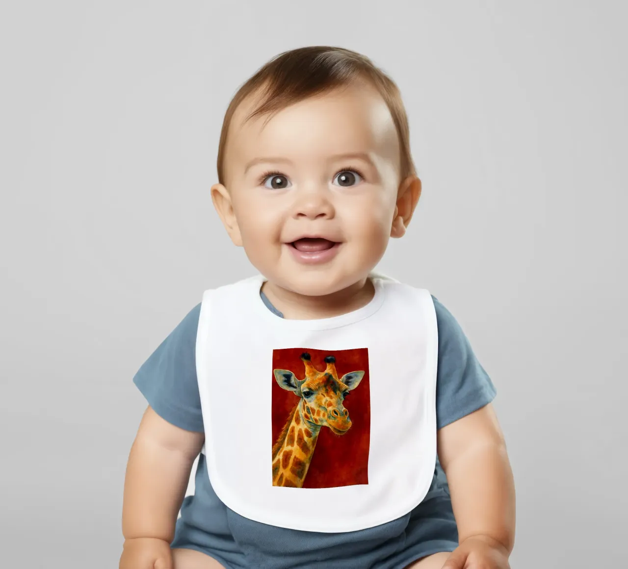 giraffa e cubo pittura colorata bavaglino da toegoe