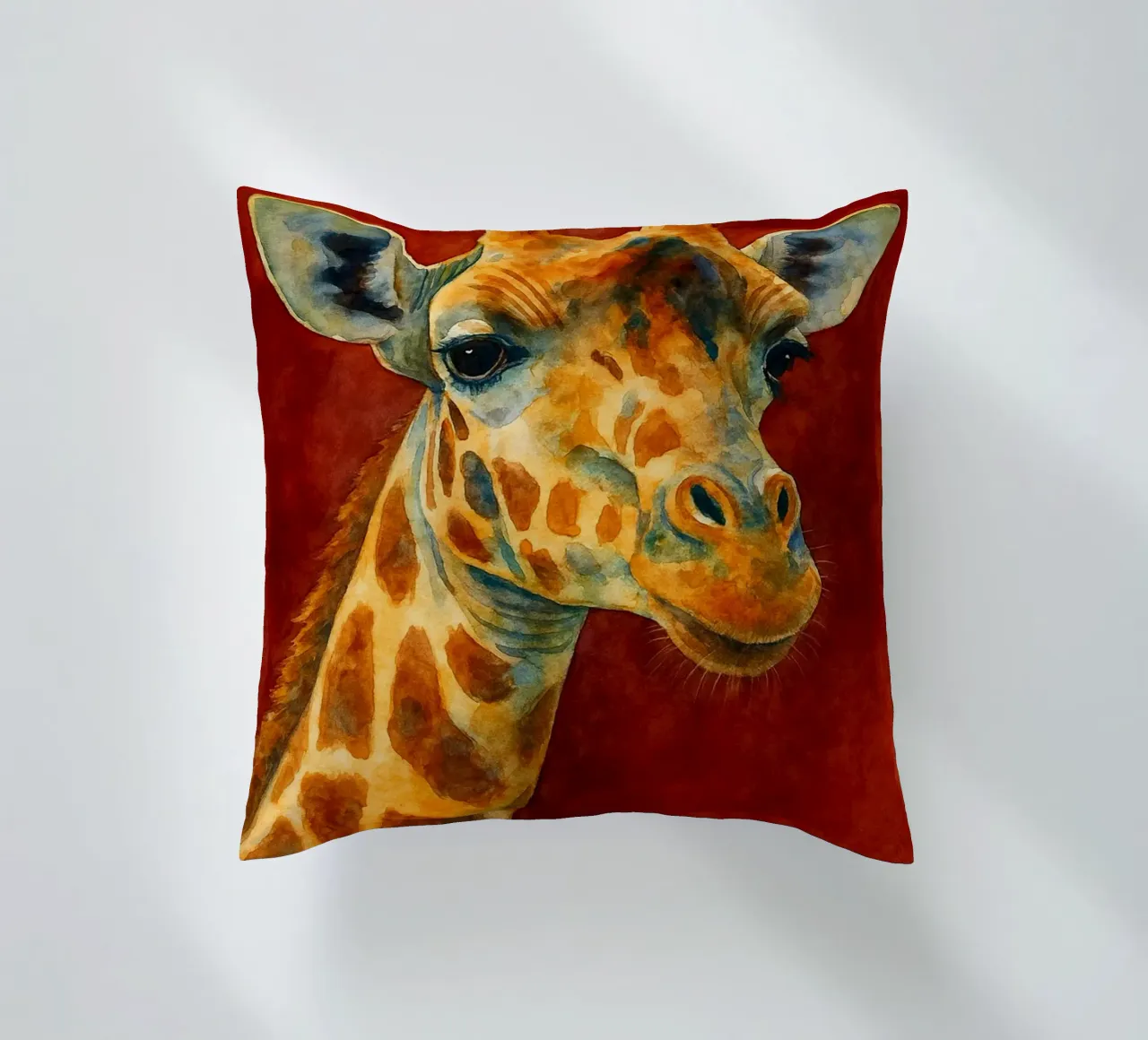 giraffa e cubo pittura colorata cuscino da toegoe