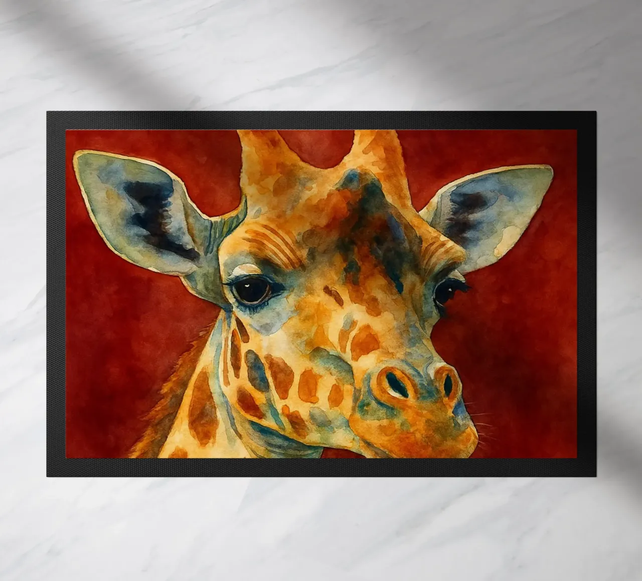 giraffa e cubo pittura colorata zerbino da toegoe
