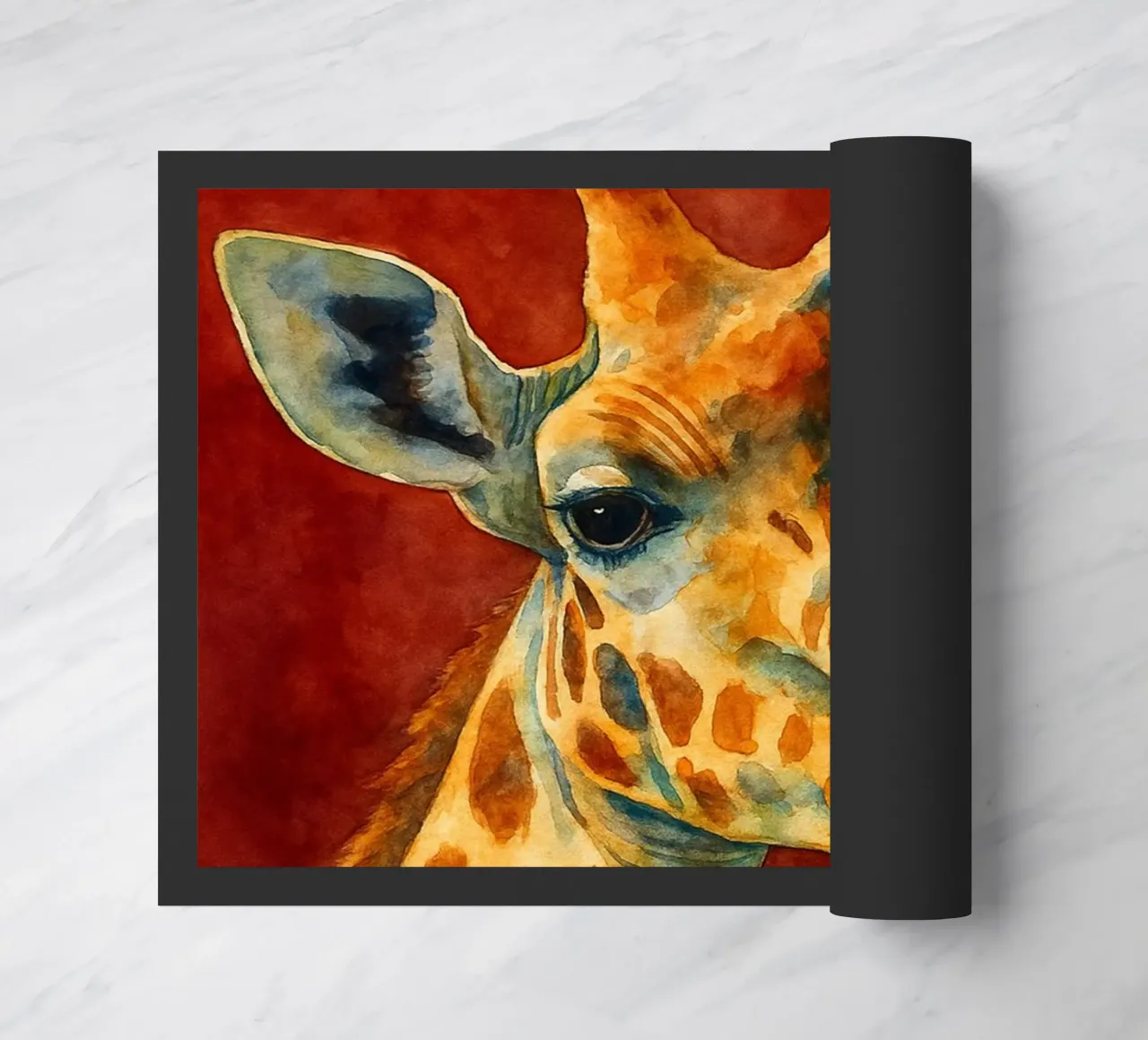 giraffa e cubo pittura colorata zerbino da toegoe