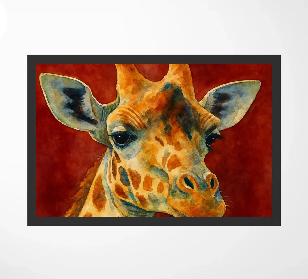 giraffa e cubo pittura colorata zerbino da toegoe