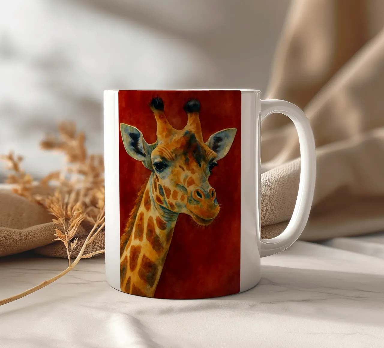 giraffa e cubo pittura colorata tazza in ceramica da toegoe