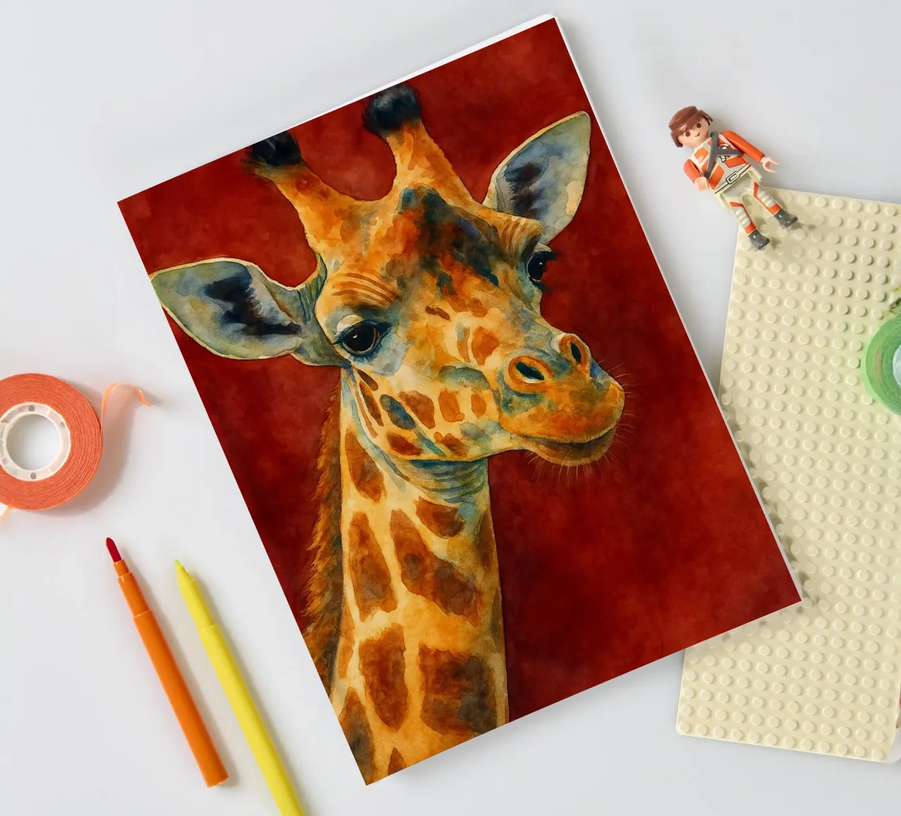 giraffe and cube colorfull painting notebook by toegoe