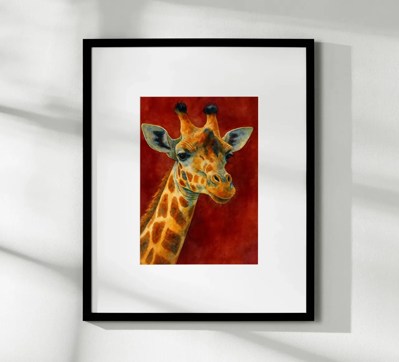 giraffa e cubo pittura colorata carta hahnemühle da toegoe