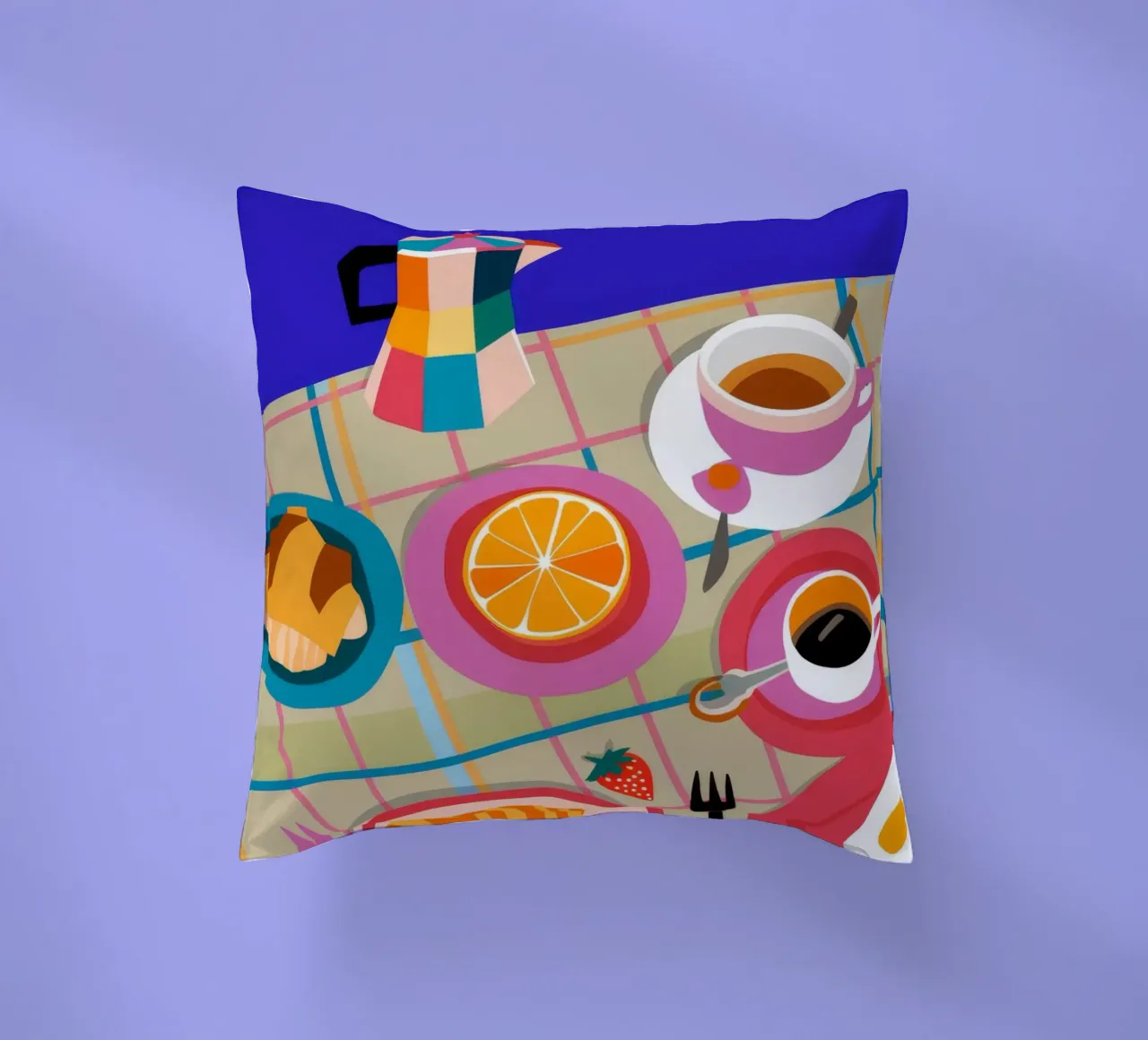 Croissant al caffè del mattino cuscino da Muse Artworks